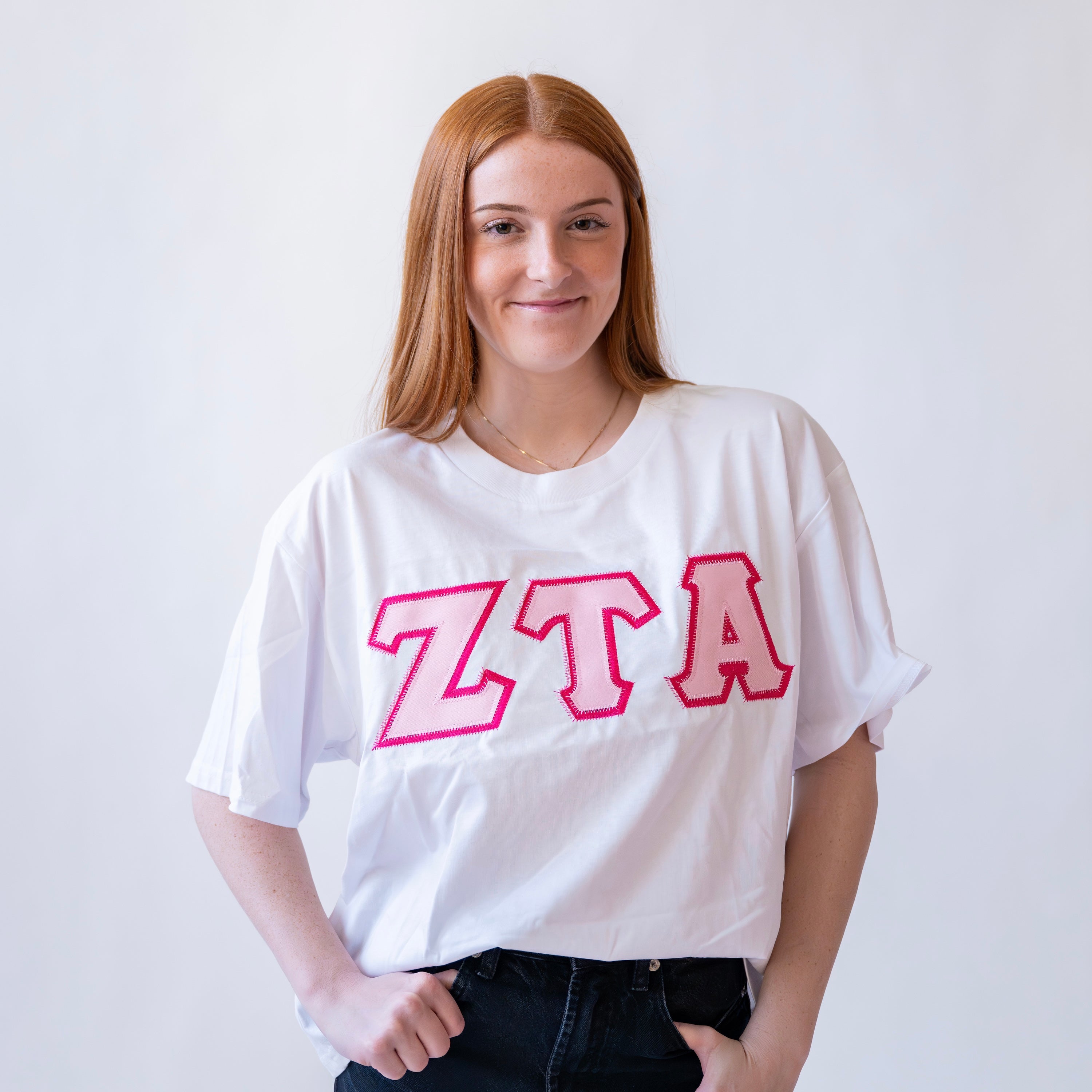 Basic Greek Letter Cropped Shirt - Zeta Tau Alpha