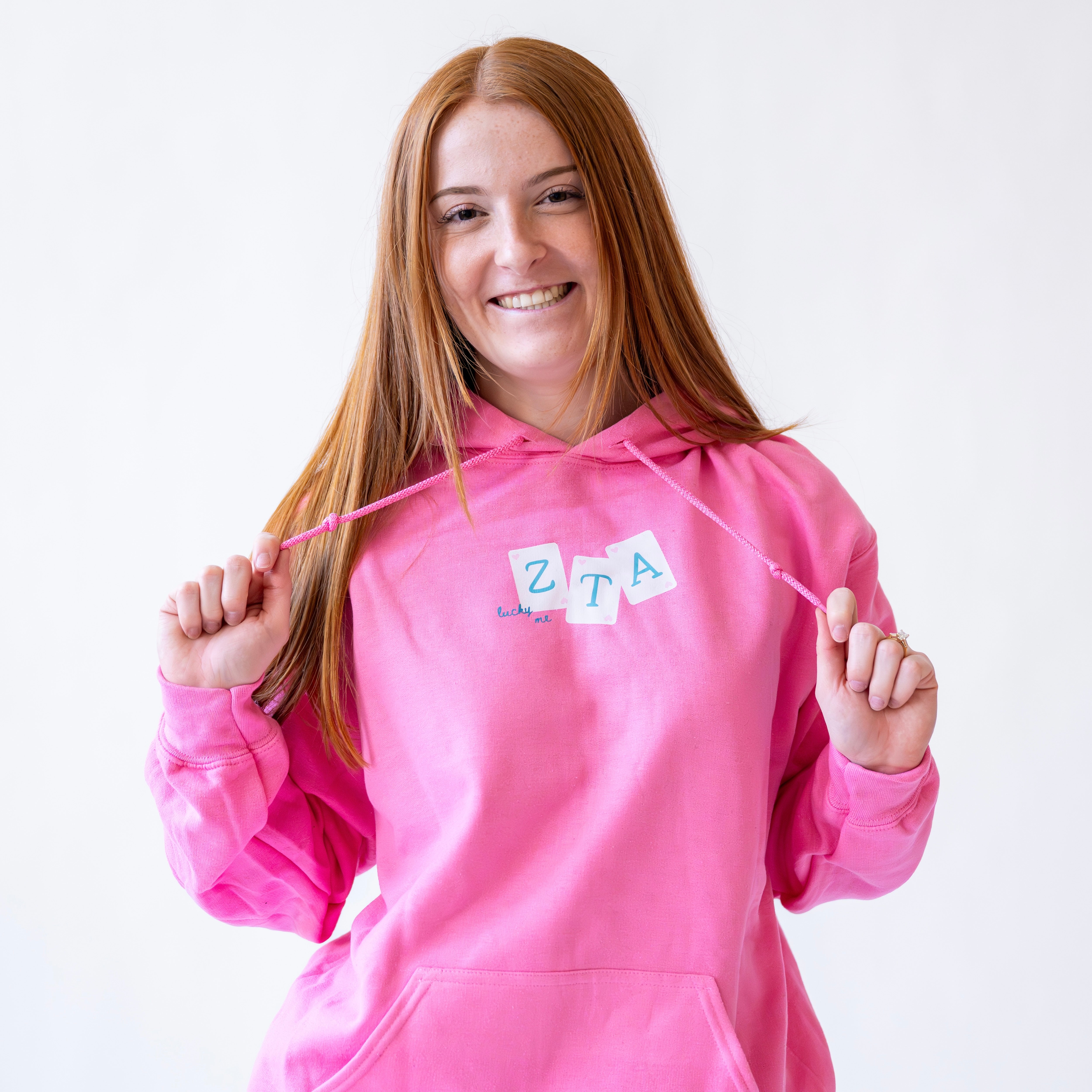 Lucky Me Queen of Hearts Hoodie Sweatshirt - Zeta Tau Alpha