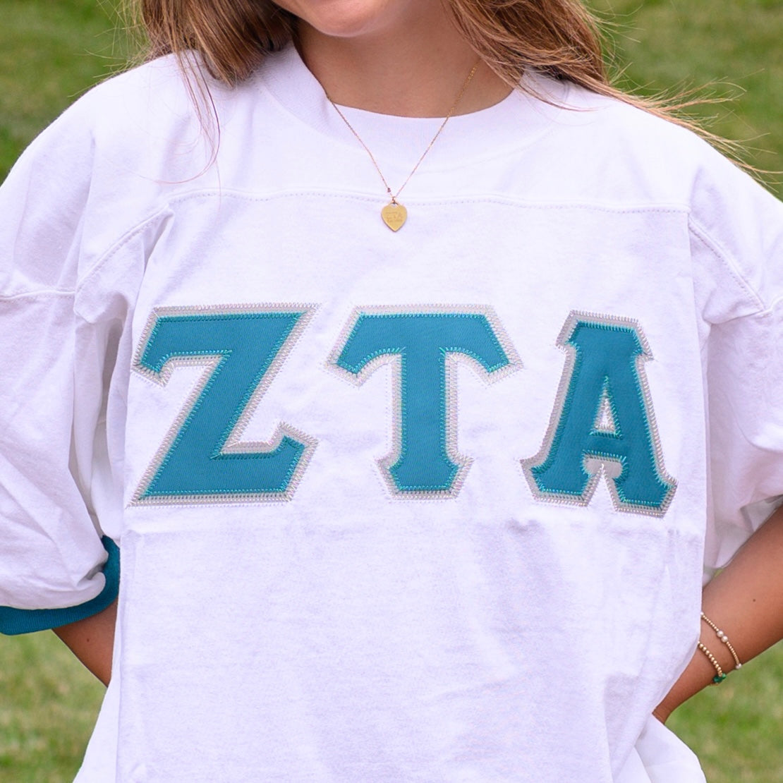 Basic Greek Letter Crew Neck Jersey - Zeta Tau Alpha