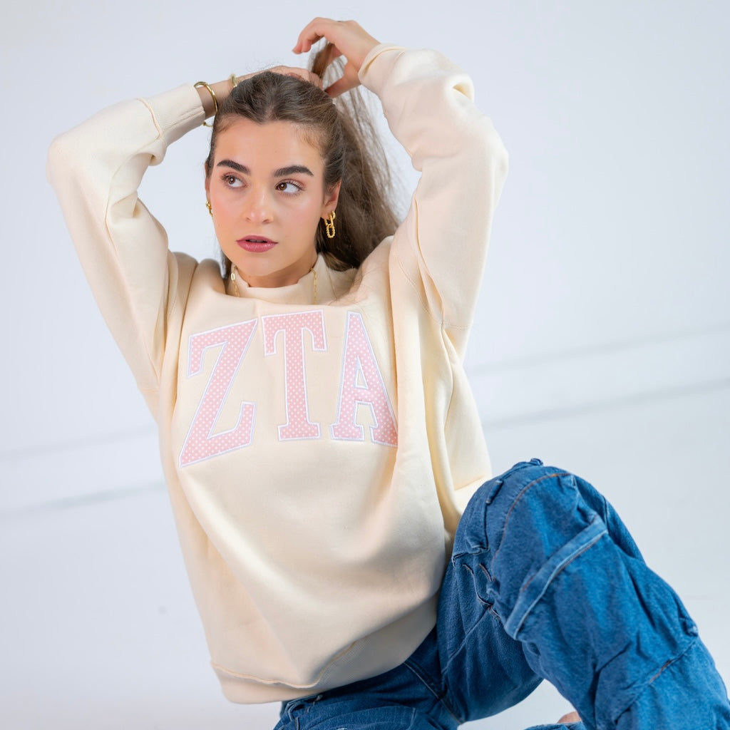 Iconic Polka Dot Greek Letter Mockneck Sweatshirt