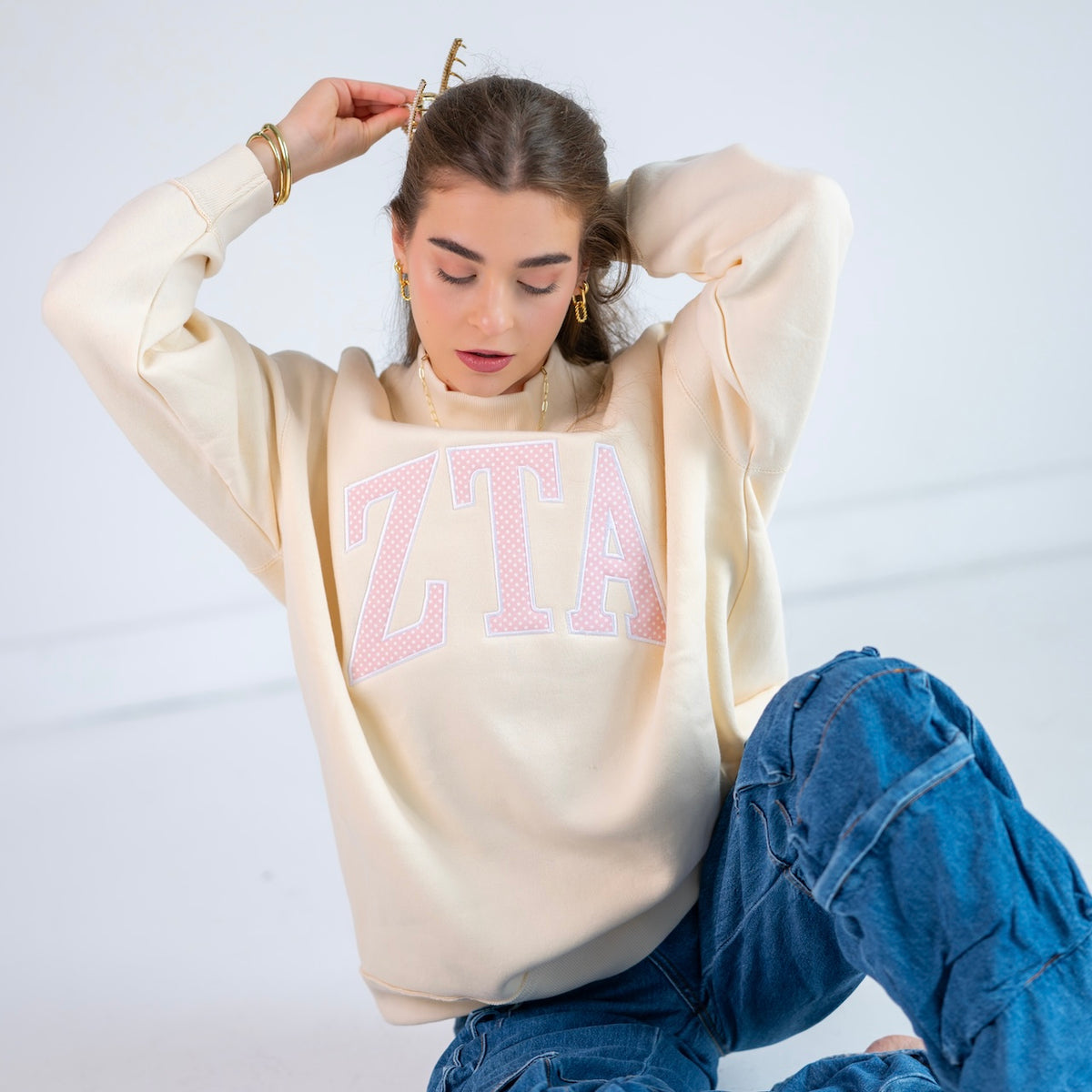 Iconic Polka Dot Greek Letter Mockneck Sweatshirt