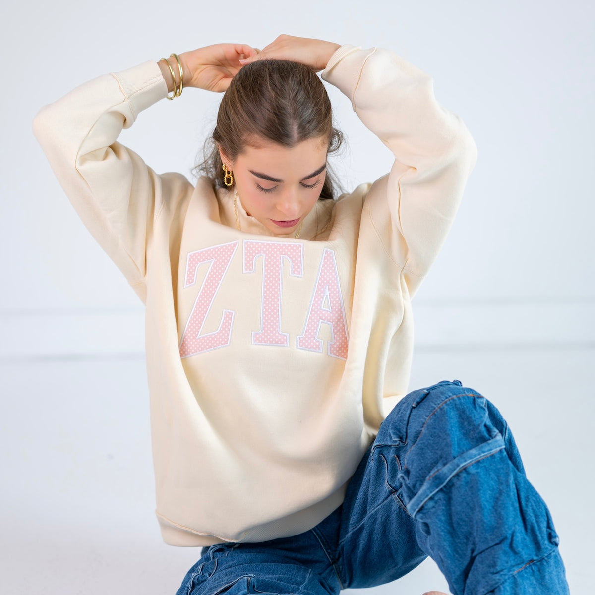 Iconic Polka Dot Greek Letter Mockneck Sweatshirt