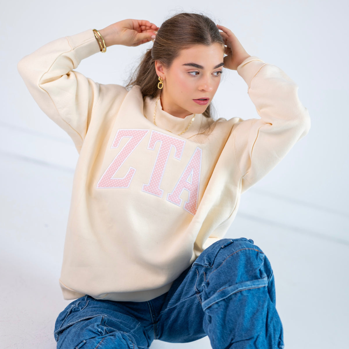 Iconic Polka Dot Greek Letter Mockneck Sweatshirt