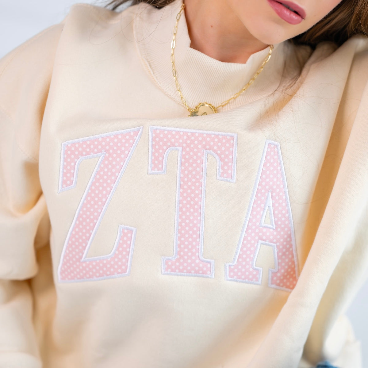 Iconic Polka Dot Greek Letter Mockneck Sweatshirt