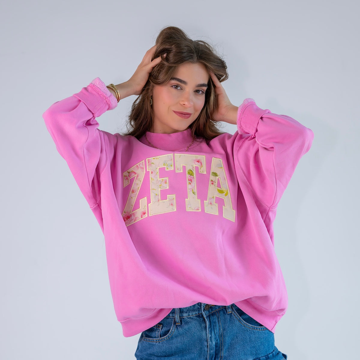 Main Character Light Yellow Floral Mockneck Sweatshirt