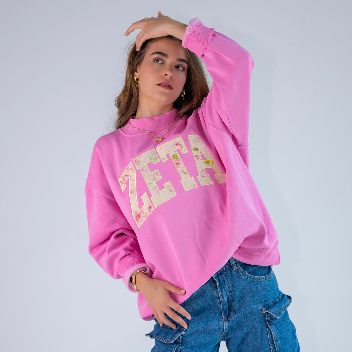 Main Character Light Yellow Floral Mockneck Sweatshirt