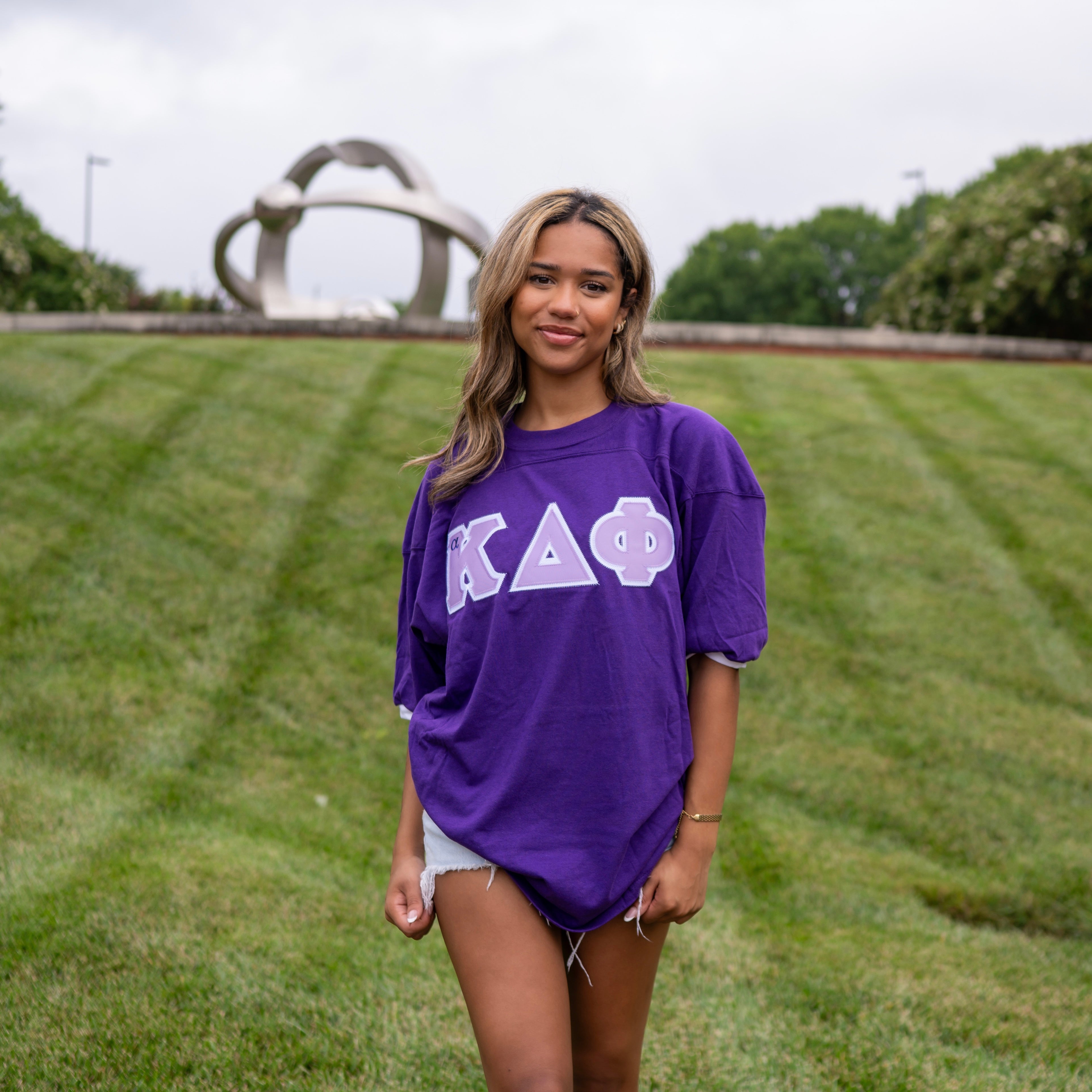 Basic Greek Letter Crew Neck Jersey - alpha Kappa Delta Phi