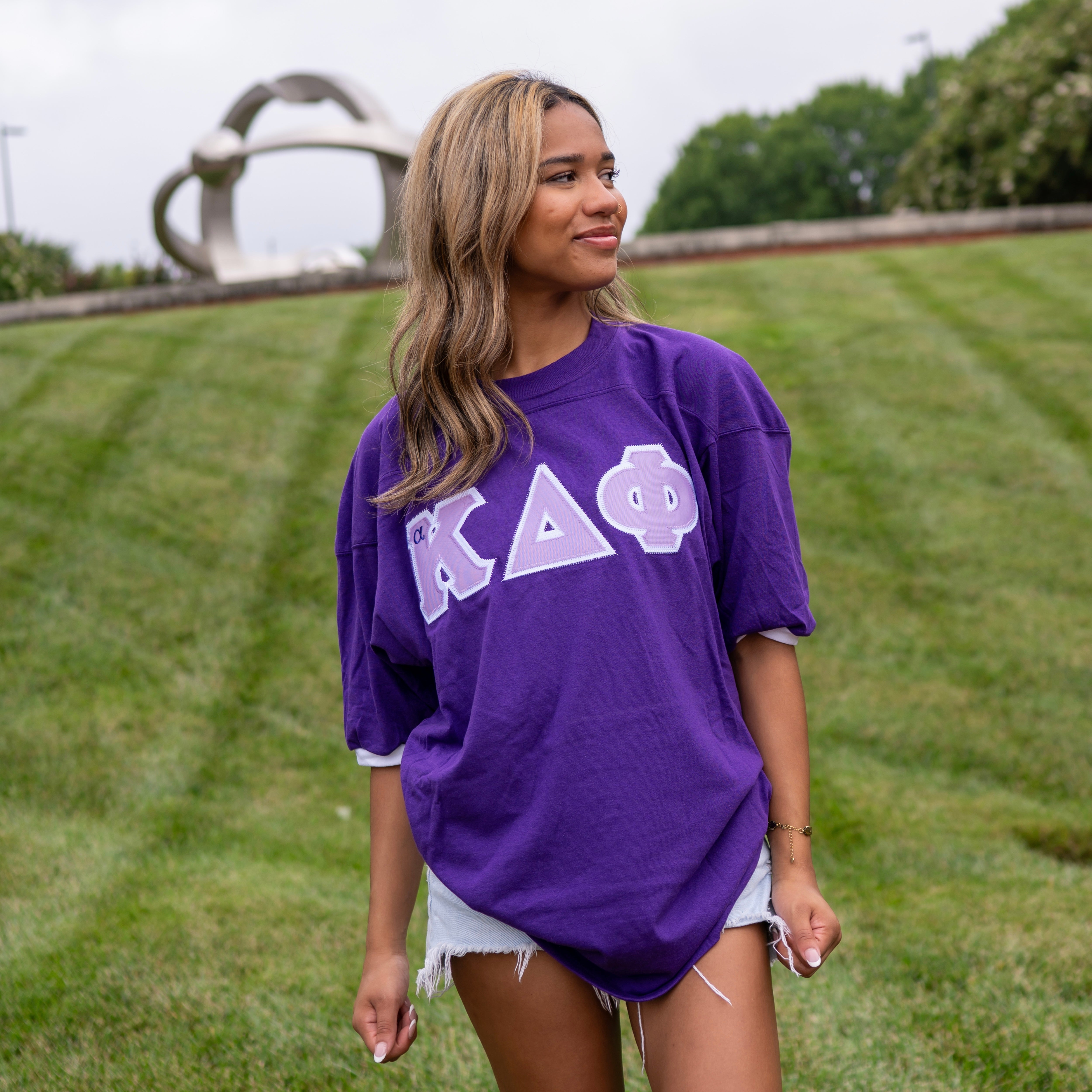 Basic Greek Letter Crew Neck Jersey - alpha Kappa Delta Phi