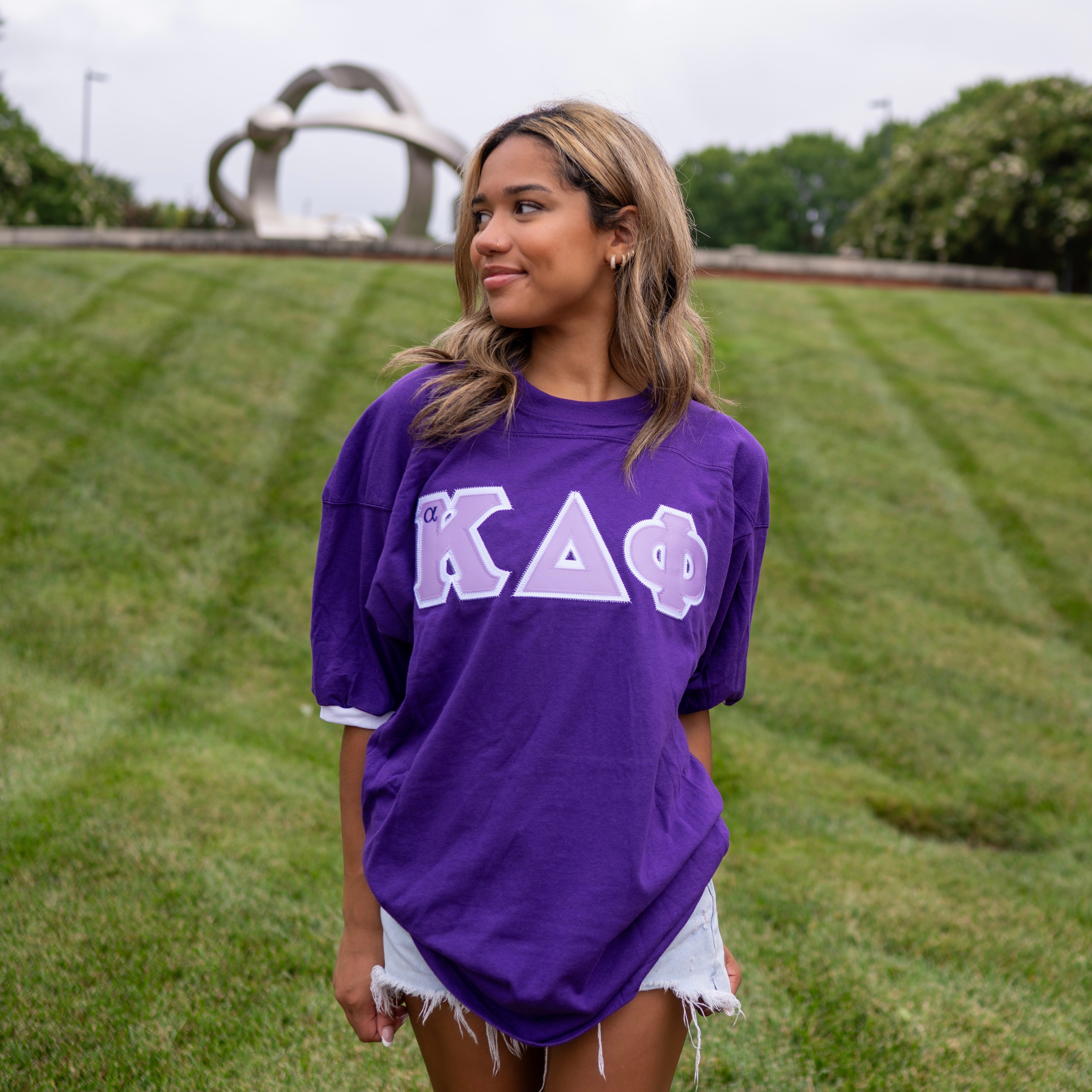 Basic Greek Letter Crew Neck Jersey - alpha Kappa Delta Phi