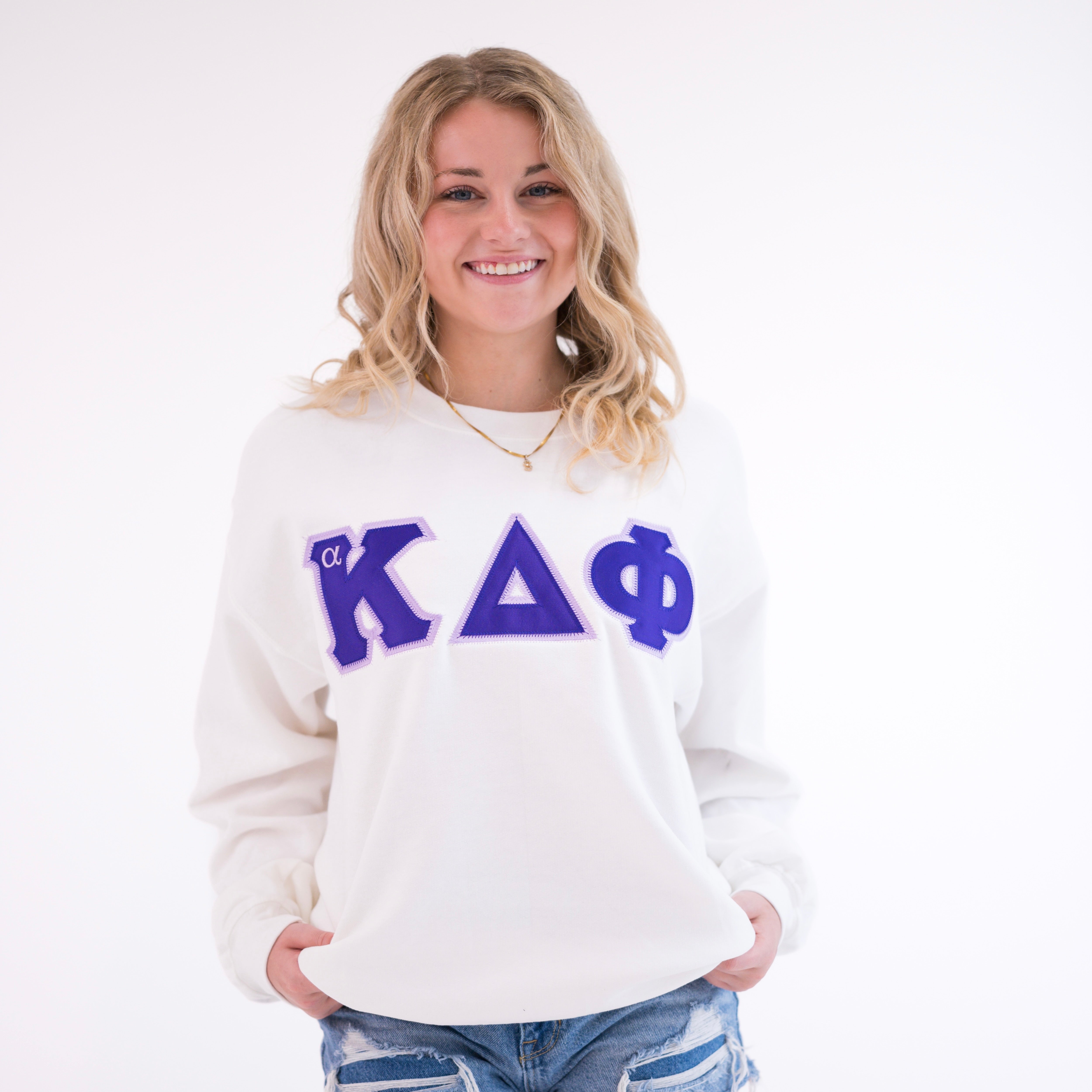 Basic Greek Letter Crewneck Sweatshirt - alpha Kappa Delta Phi