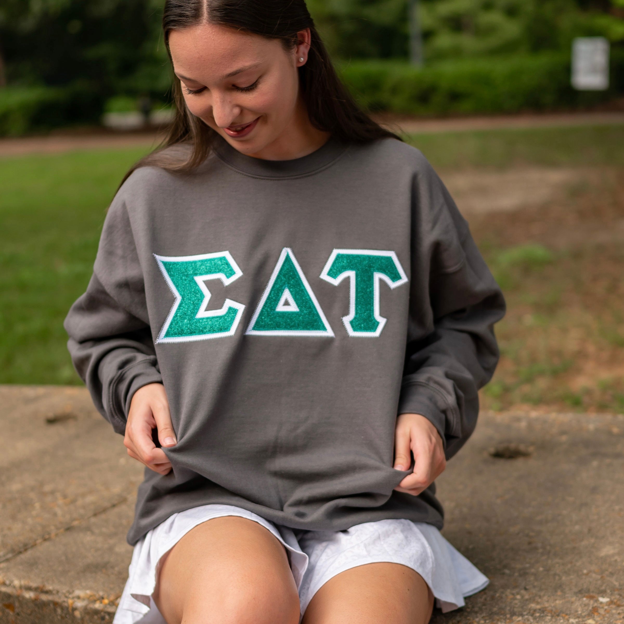 Glitter Greek Letter Crewneck Sweatshirt