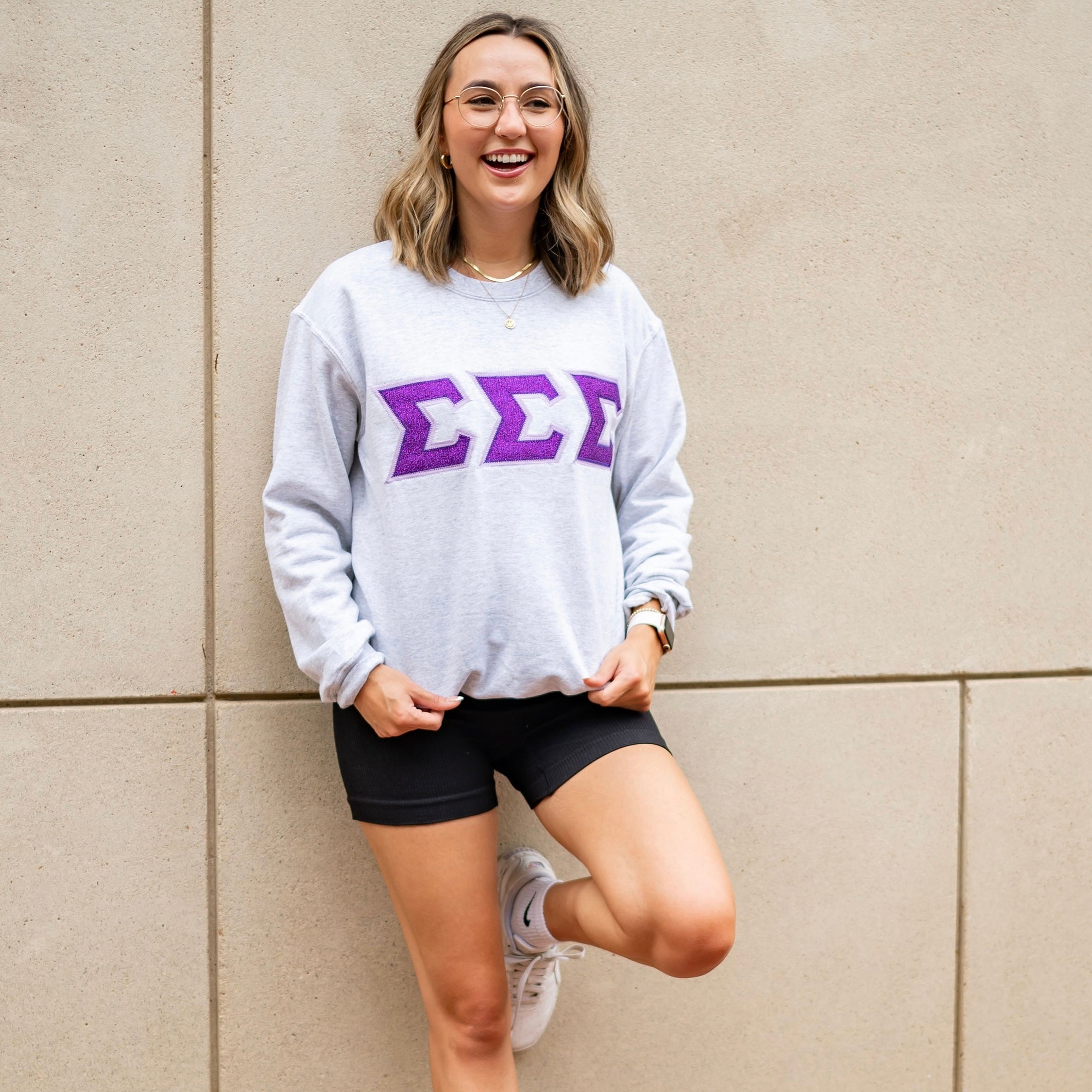 Glitter Greek Letter Crewneck Sweatshirt