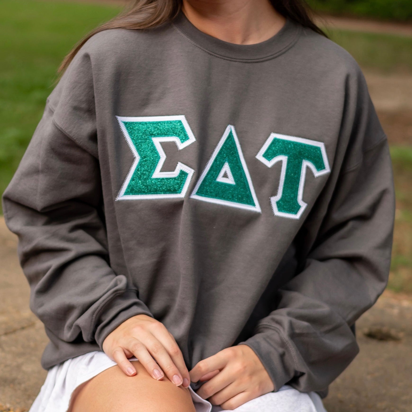 Glitter Greek Letter Crewneck Sweatshirt