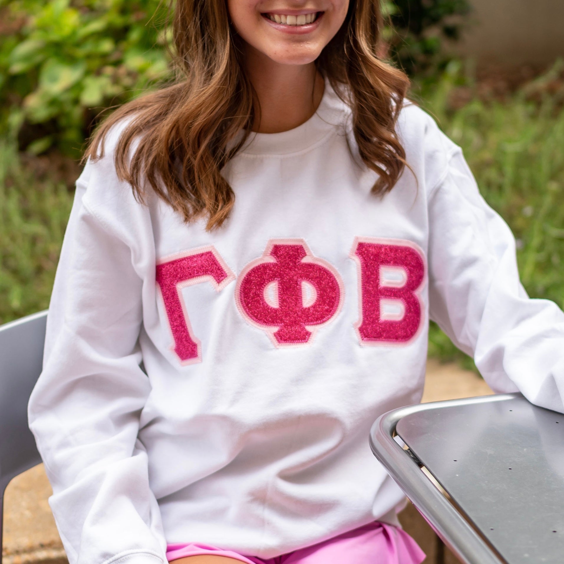 Glitter Greek Letter Crewneck Sweatshirt