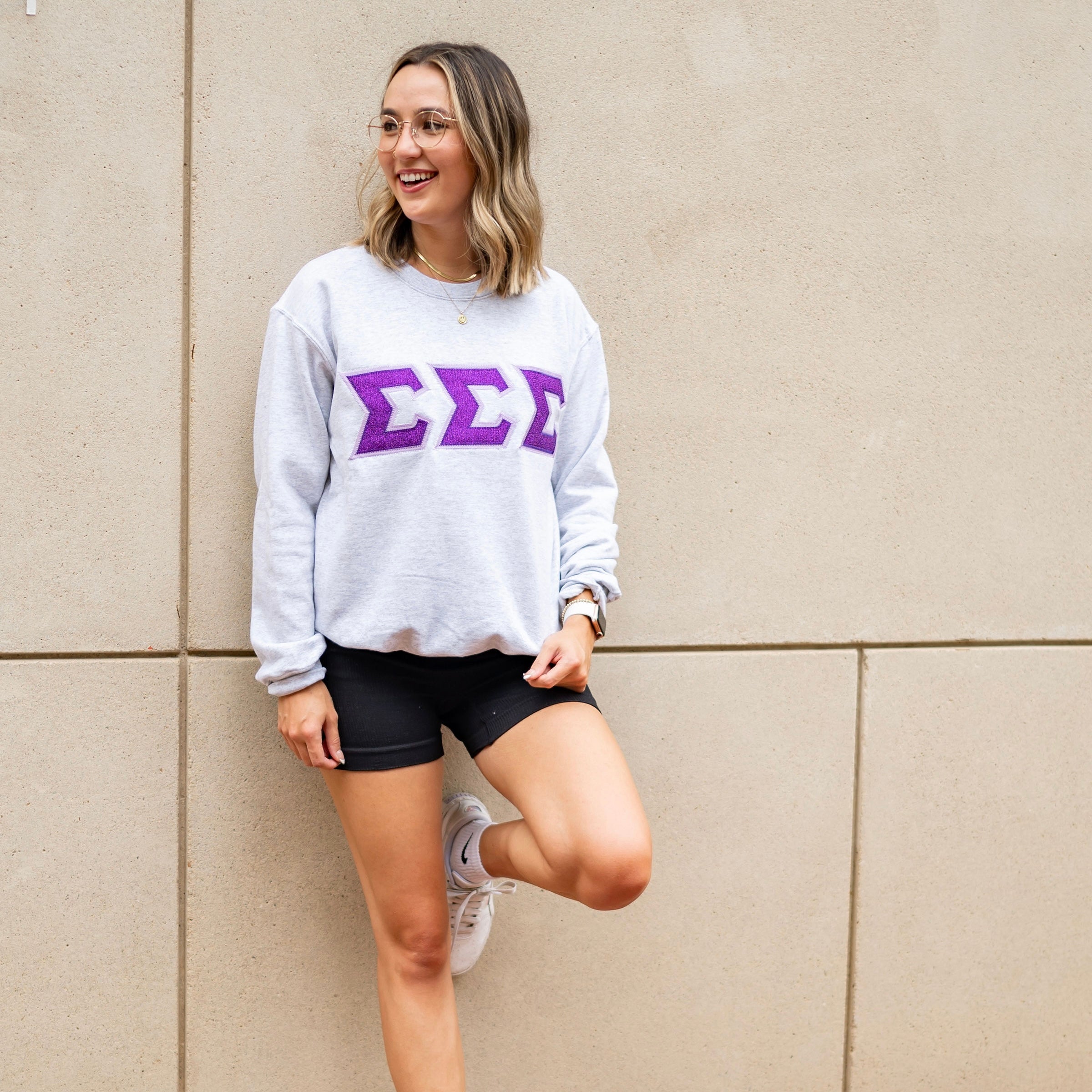 Glitter Greek Letter Crewneck Sweatshirt