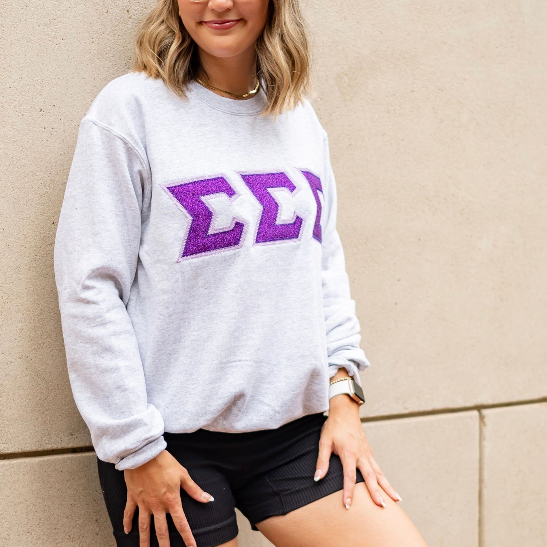 Glitter Greek Letter Crewneck Sweatshirt