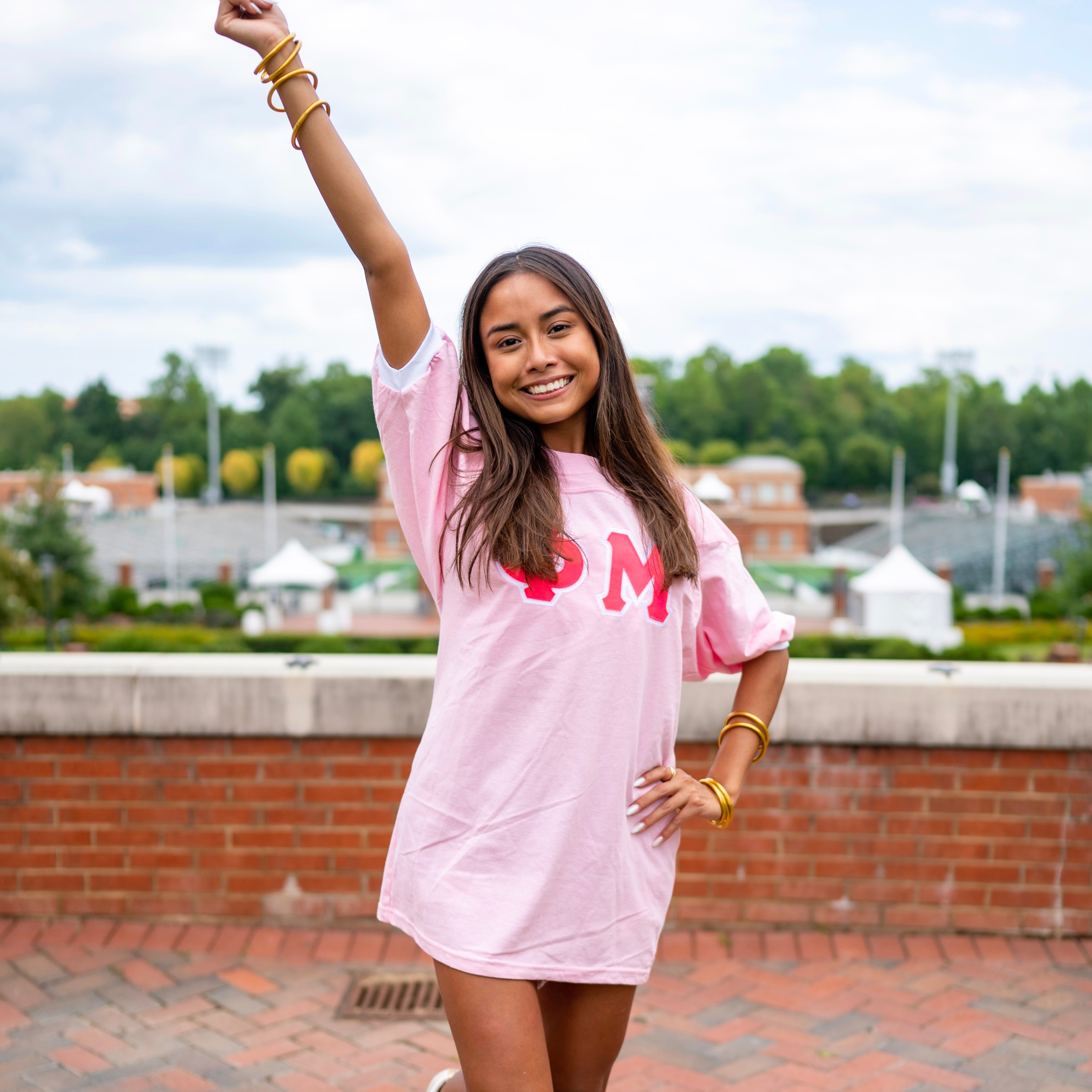 Custom Stitched Phi Mu Greek Letter Sorority Crew Neck Jersey