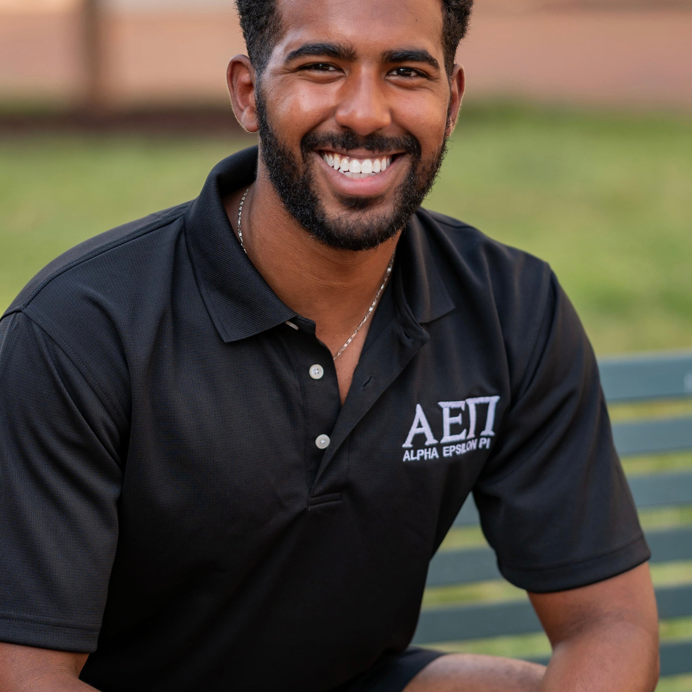 Custom Stitched Alpha Epsilon Pi Fraternity Greek Letter Embroidered Polo T-Shirt