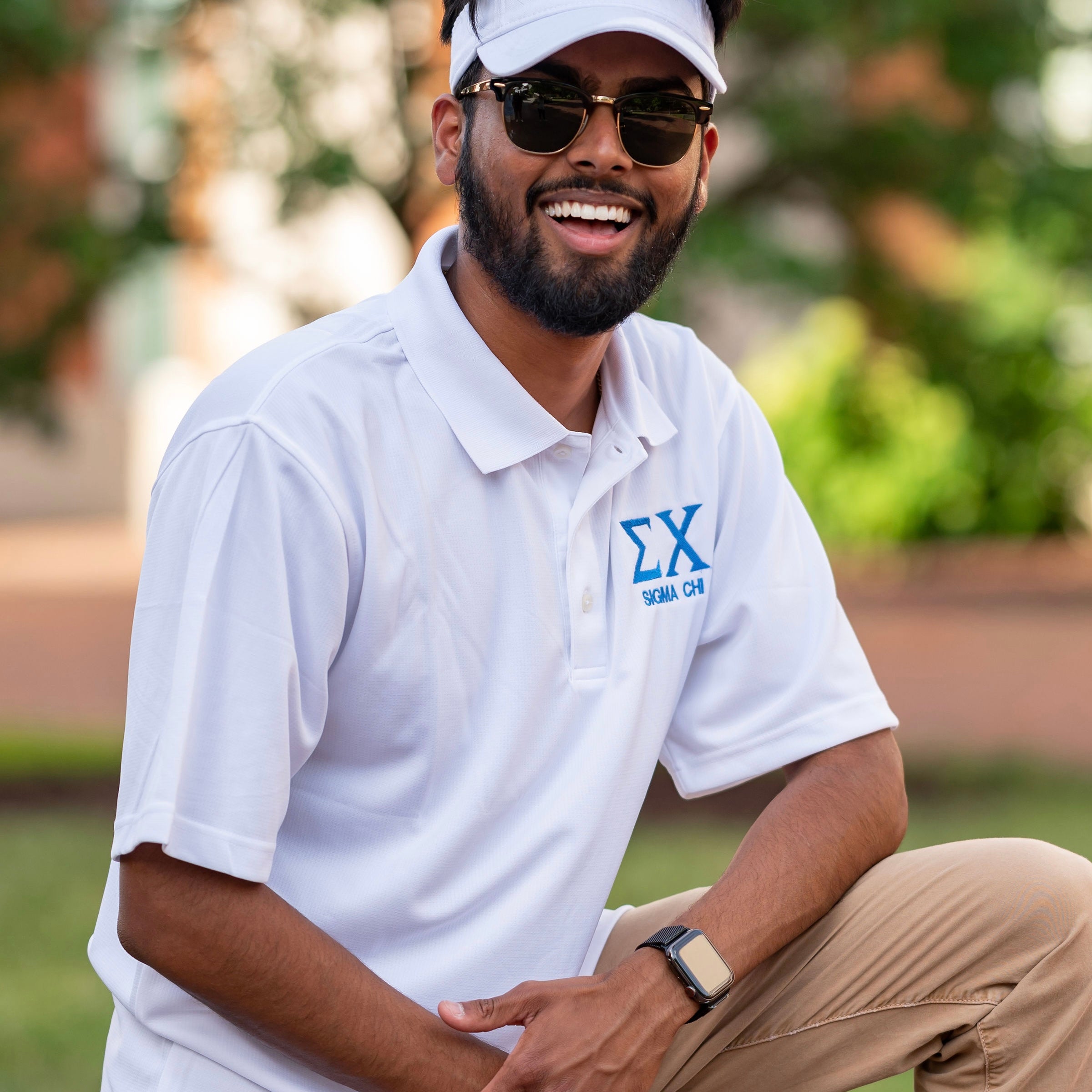 Custom Stitched Sigma Chi Fraternity Greek Letter Embroidered Polo T-Shirt
