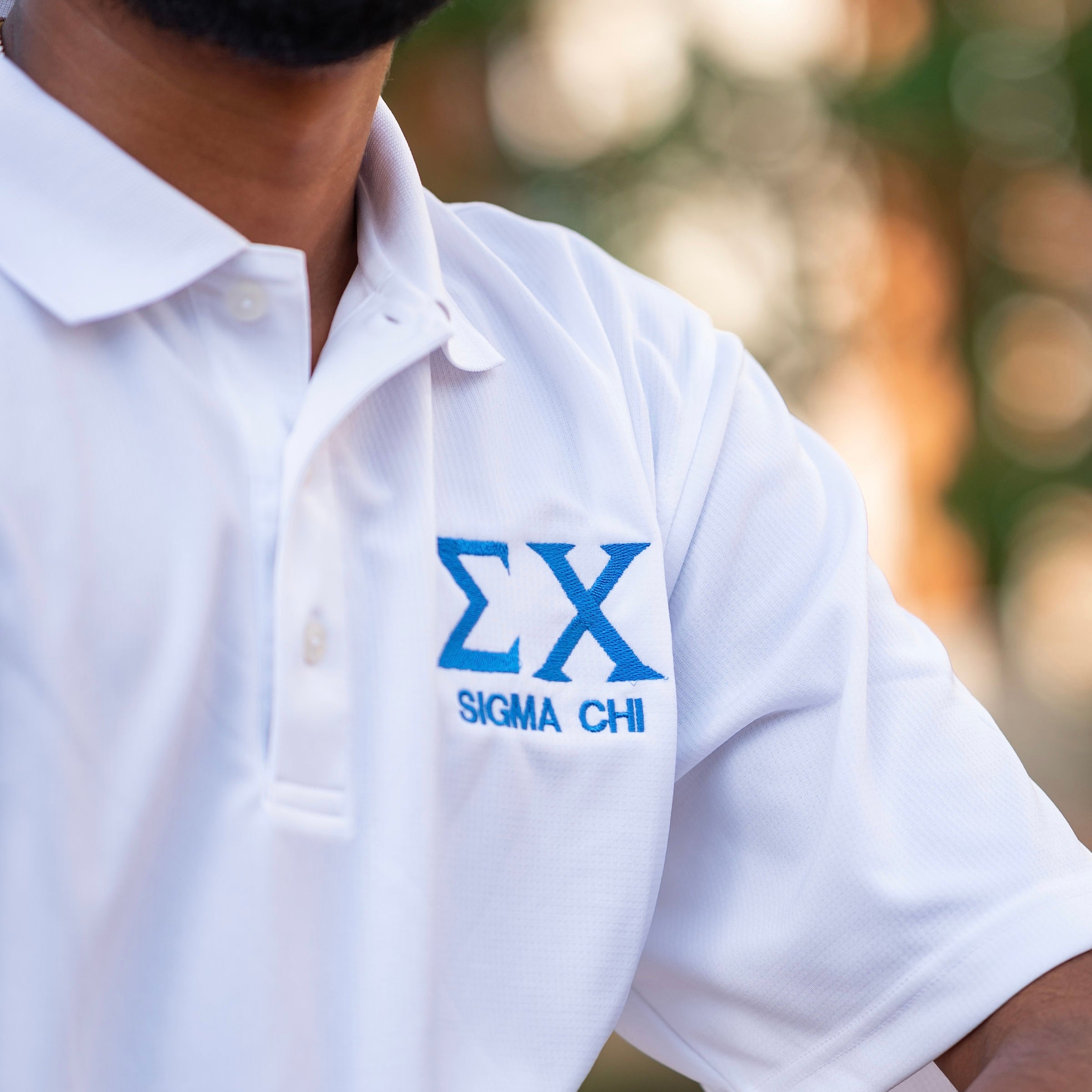 Custom Stitched Sigma Chi Fraternity Greek Letter Embroidered Polo T-Shirt