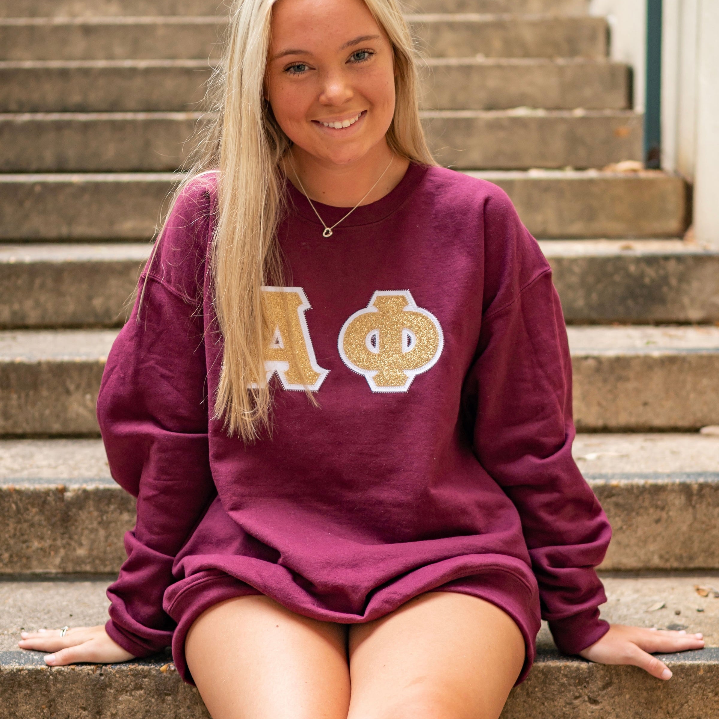 Glitter Greek Letter Crewneck Sweatshirt