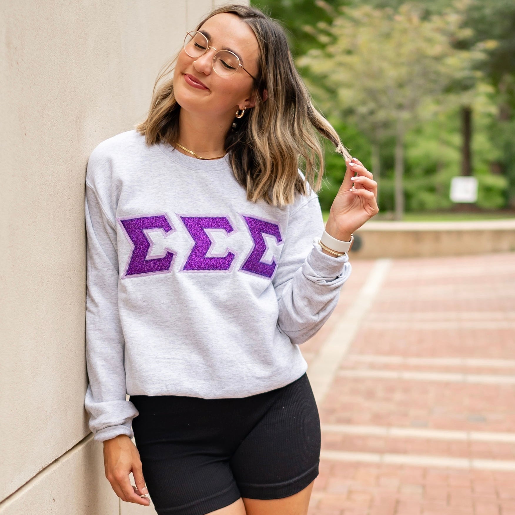 Glitter Greek Letter Crewneck Sweatshirt