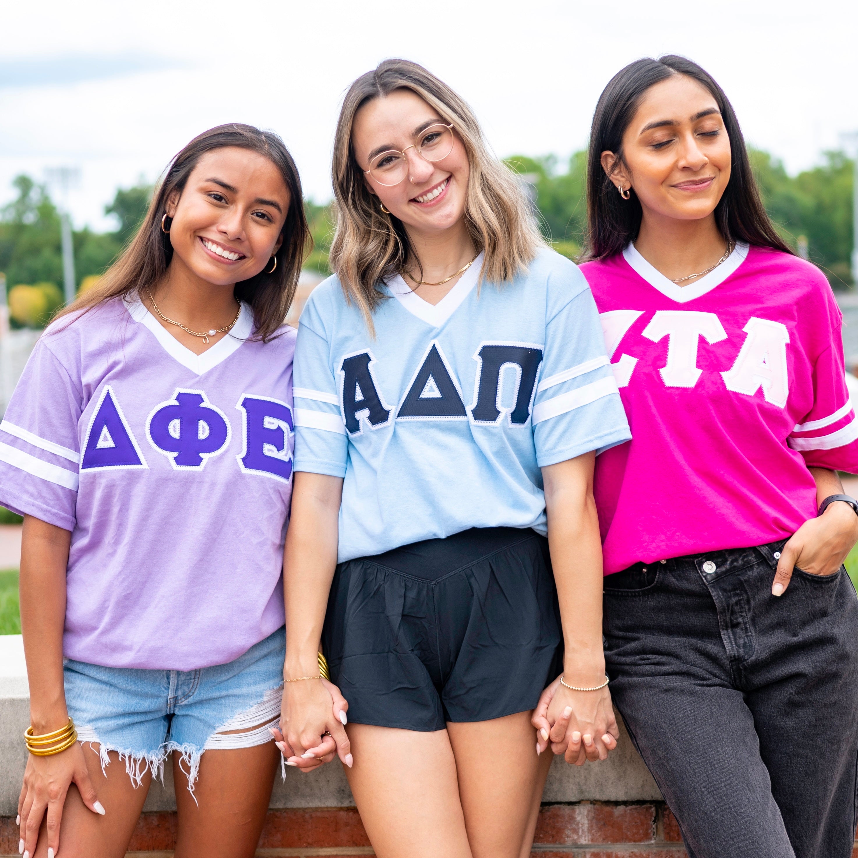 Custom Stitched Sorority Greek Letter V-Neck Jersey