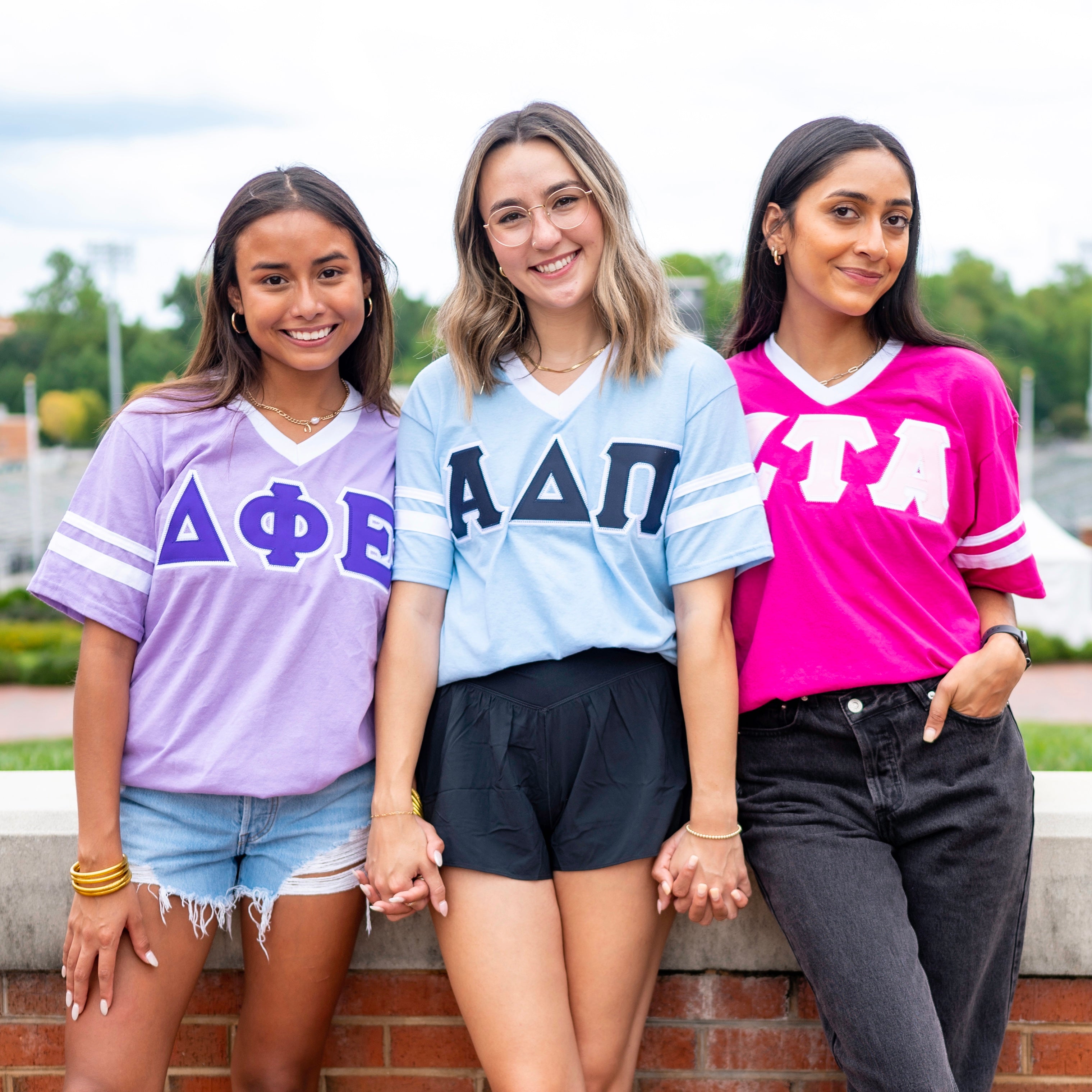 Custom Stitched Sorority Greek Letter V-Neck Jersey