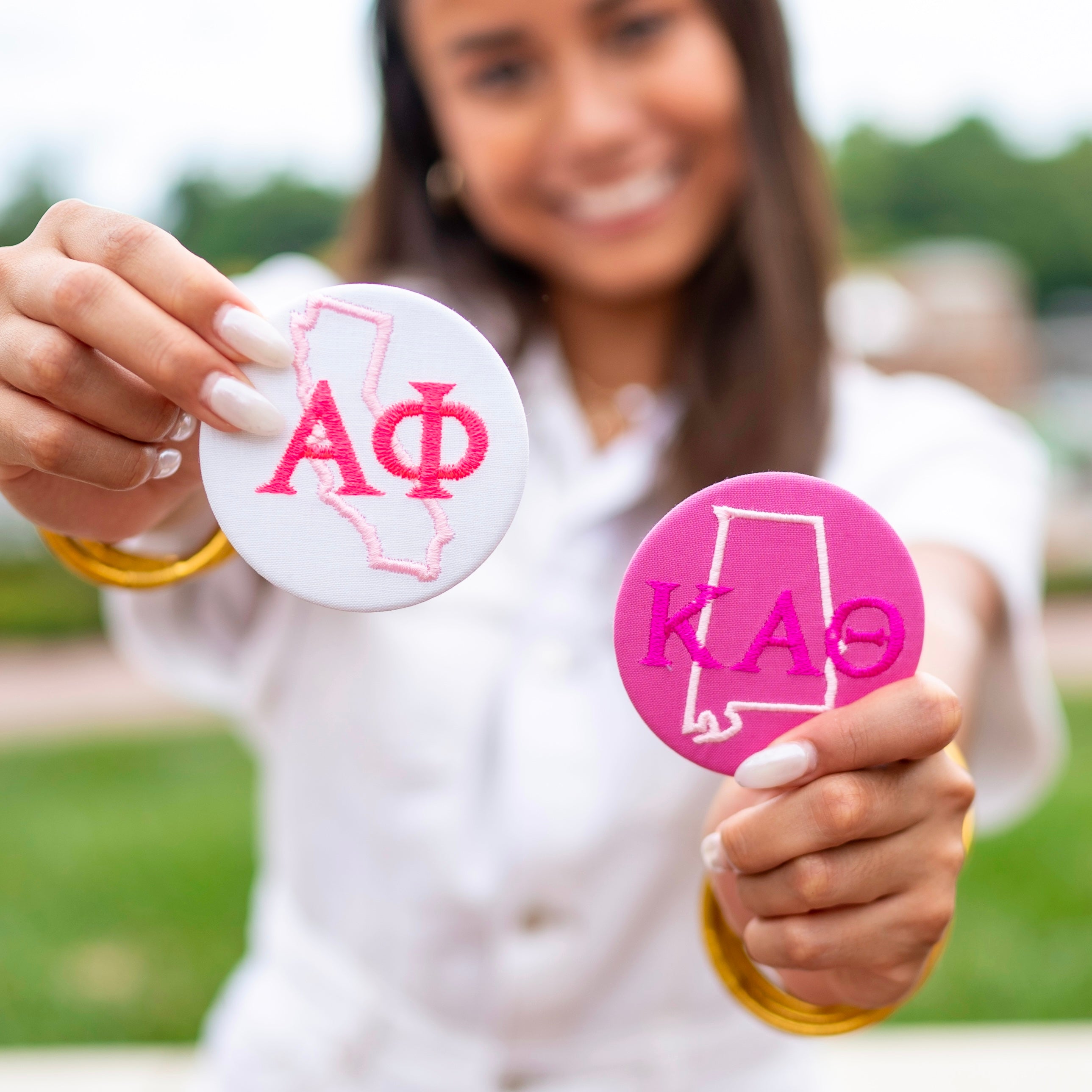 Embroidered Buttons | Greek Letter Co.