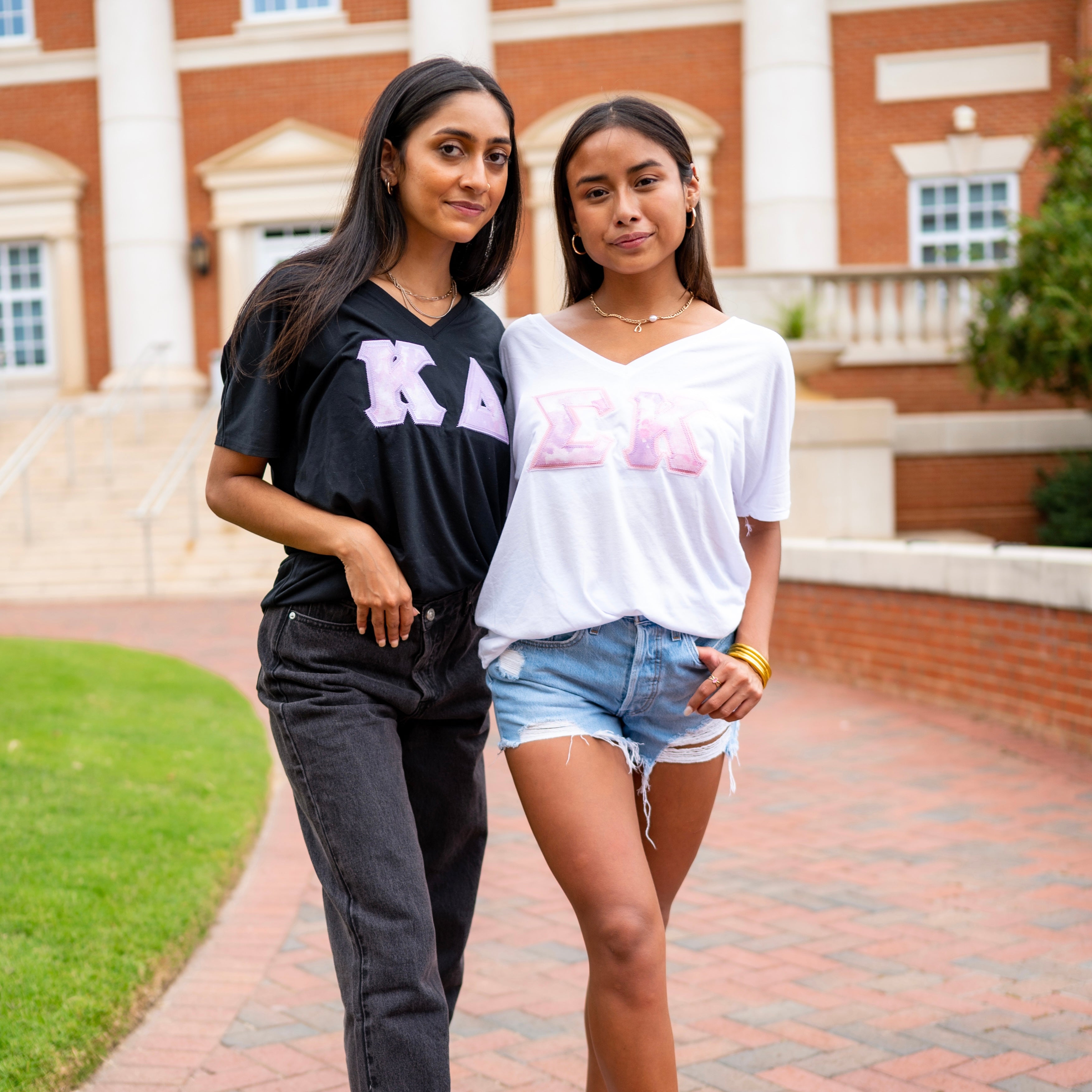 Pink & Purple Cloud Marble Greek Letter Shirt