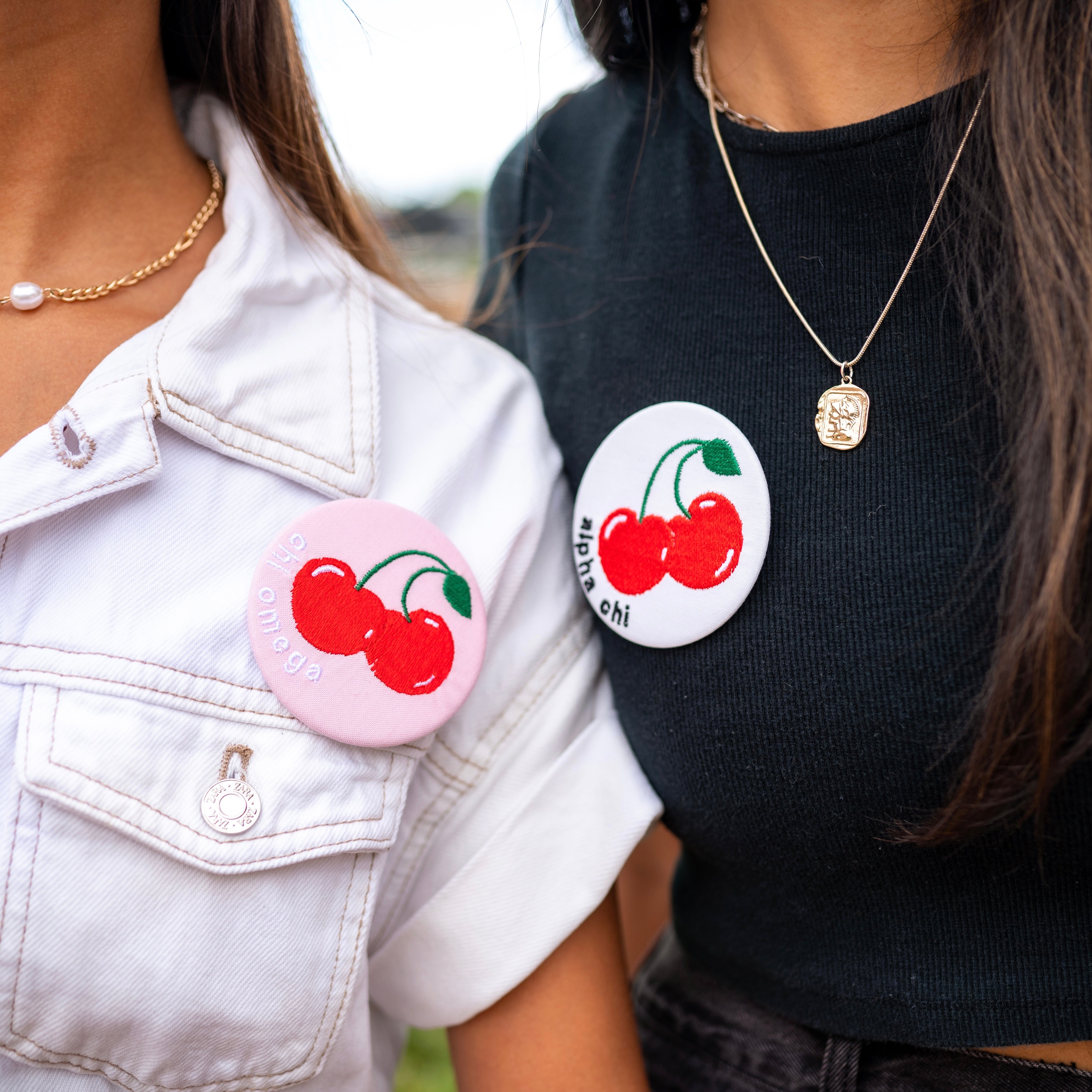 Cherry On Top Embroidered Button