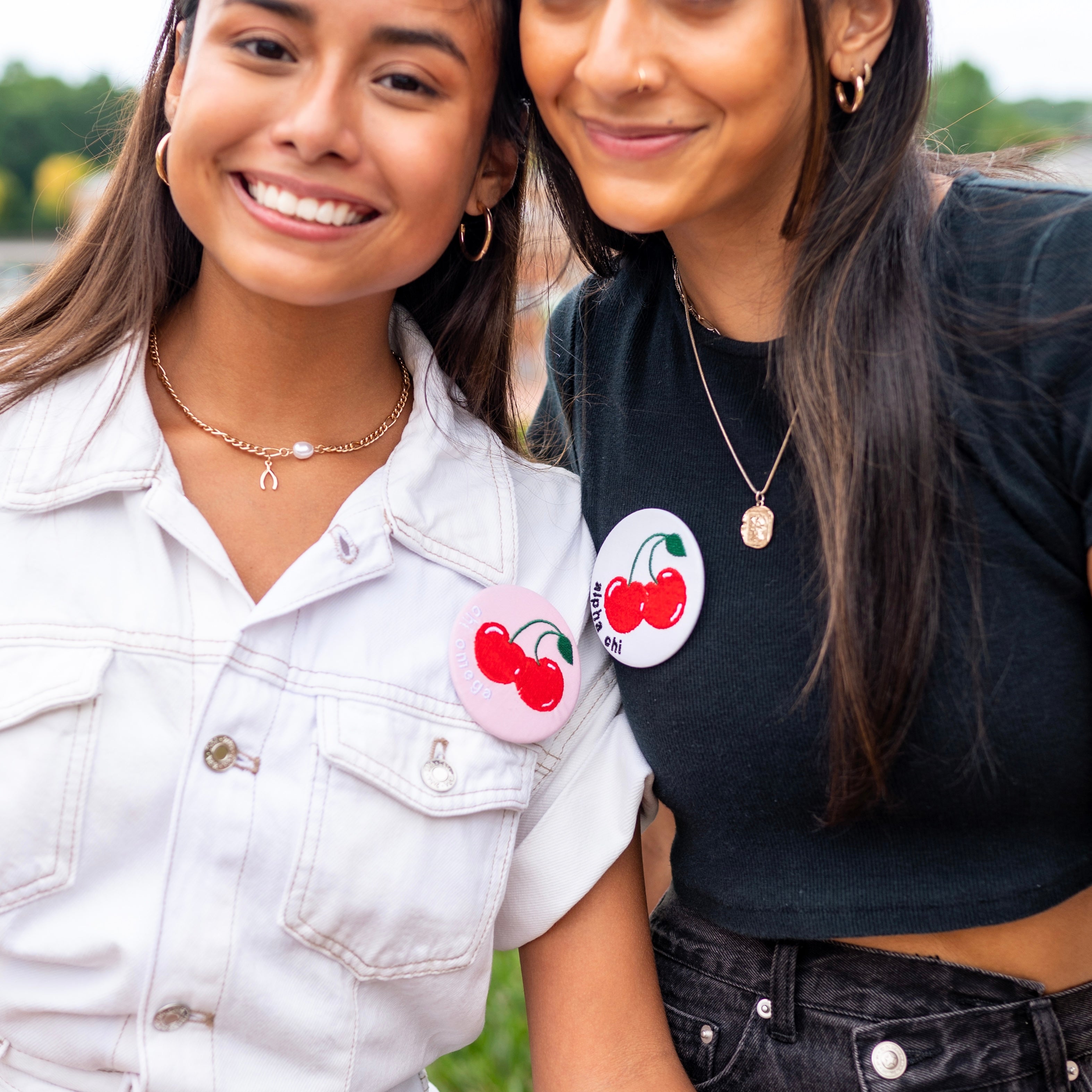 Cherry On Top Embroidered Button