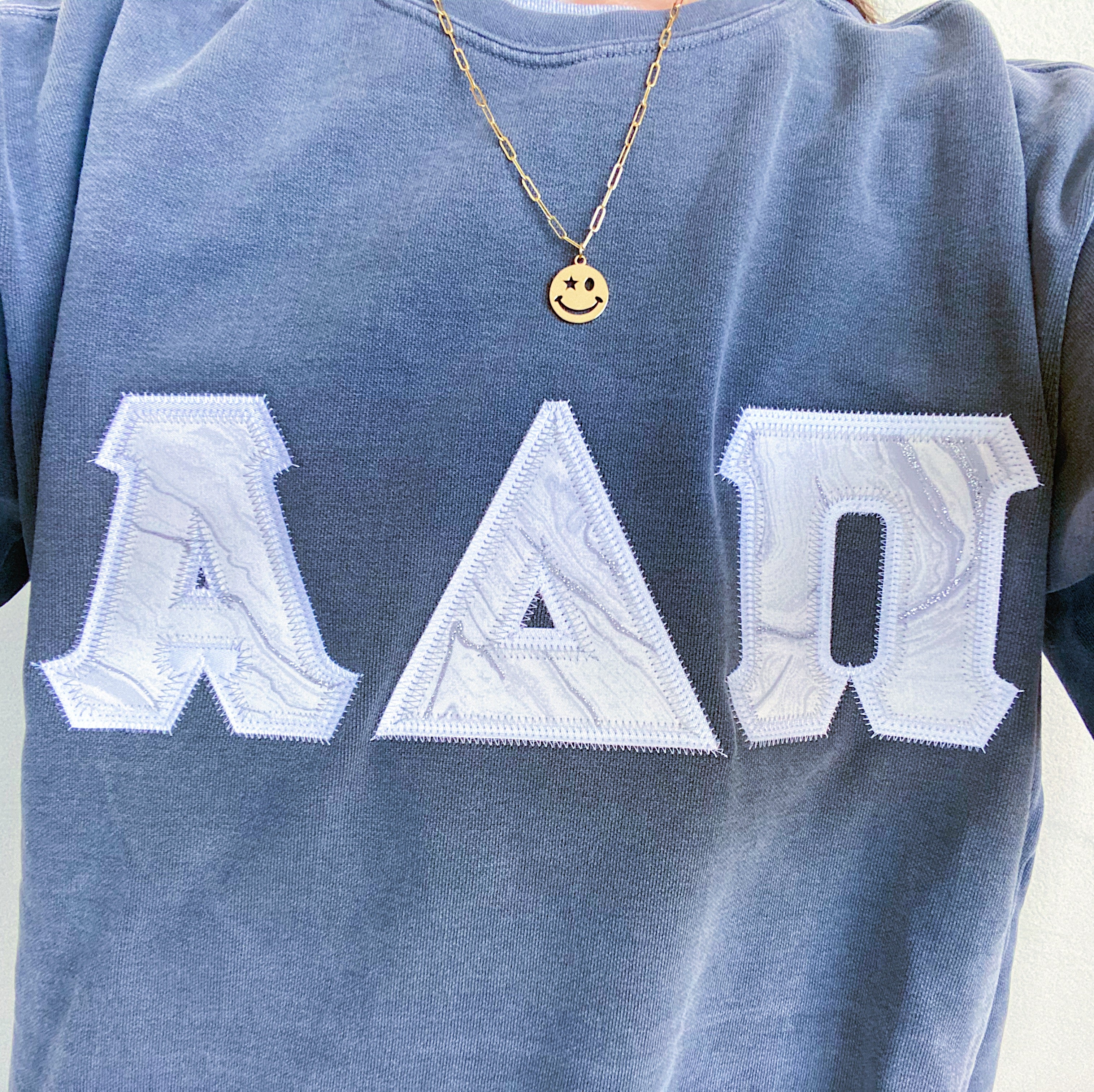 Silver Glitter Marble Greek Letter Crewneck Sweatshirt