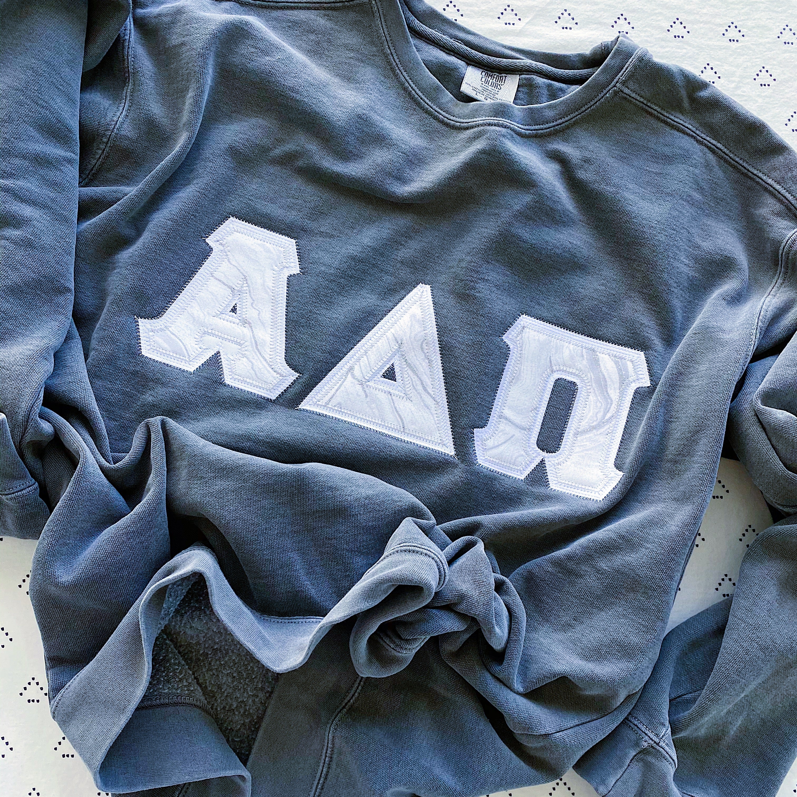 Silver Glitter Marble Greek Letter Crewneck Sweatshirt