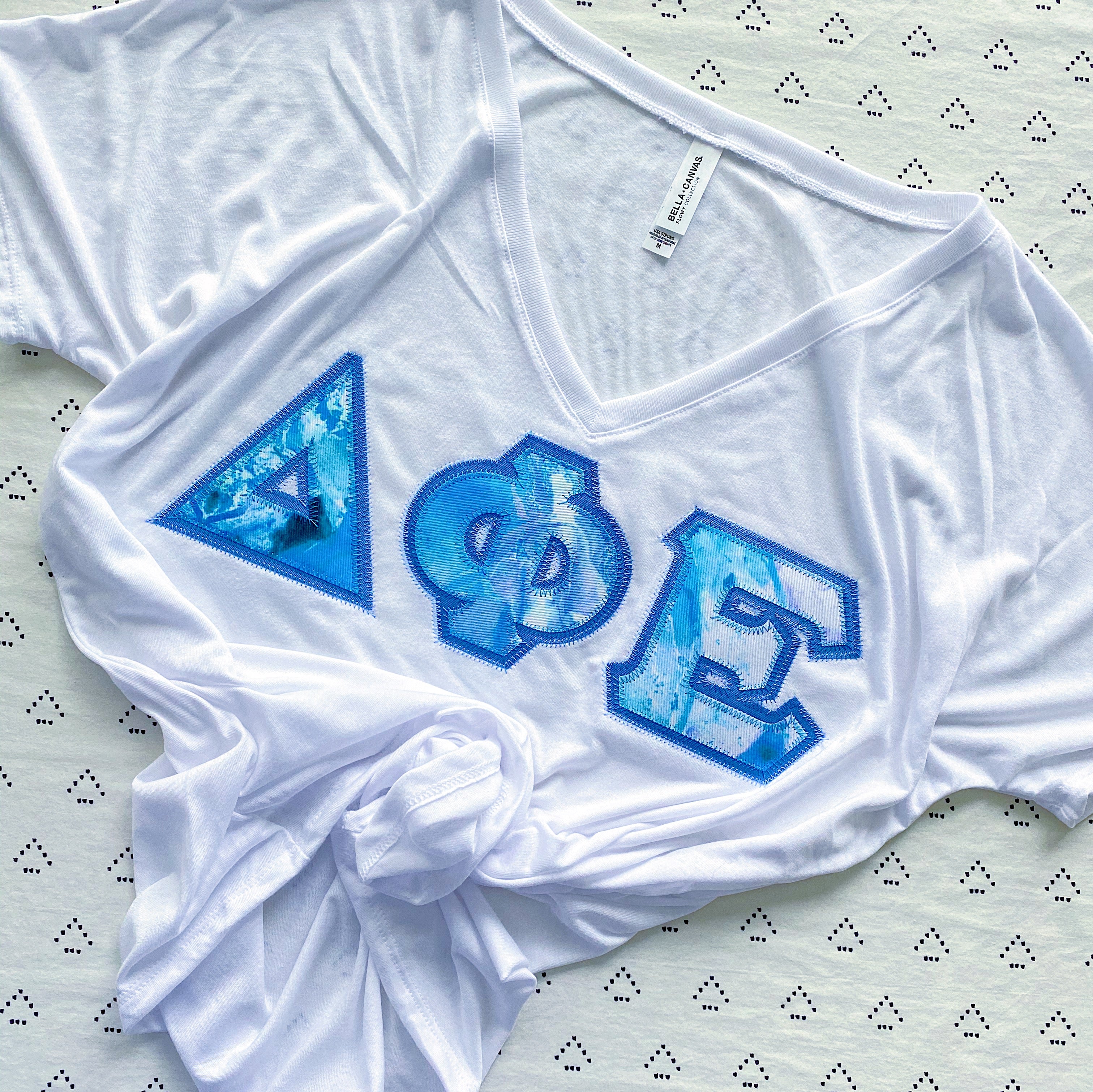 Blue Watercolor Marble Greek Letter Shirt