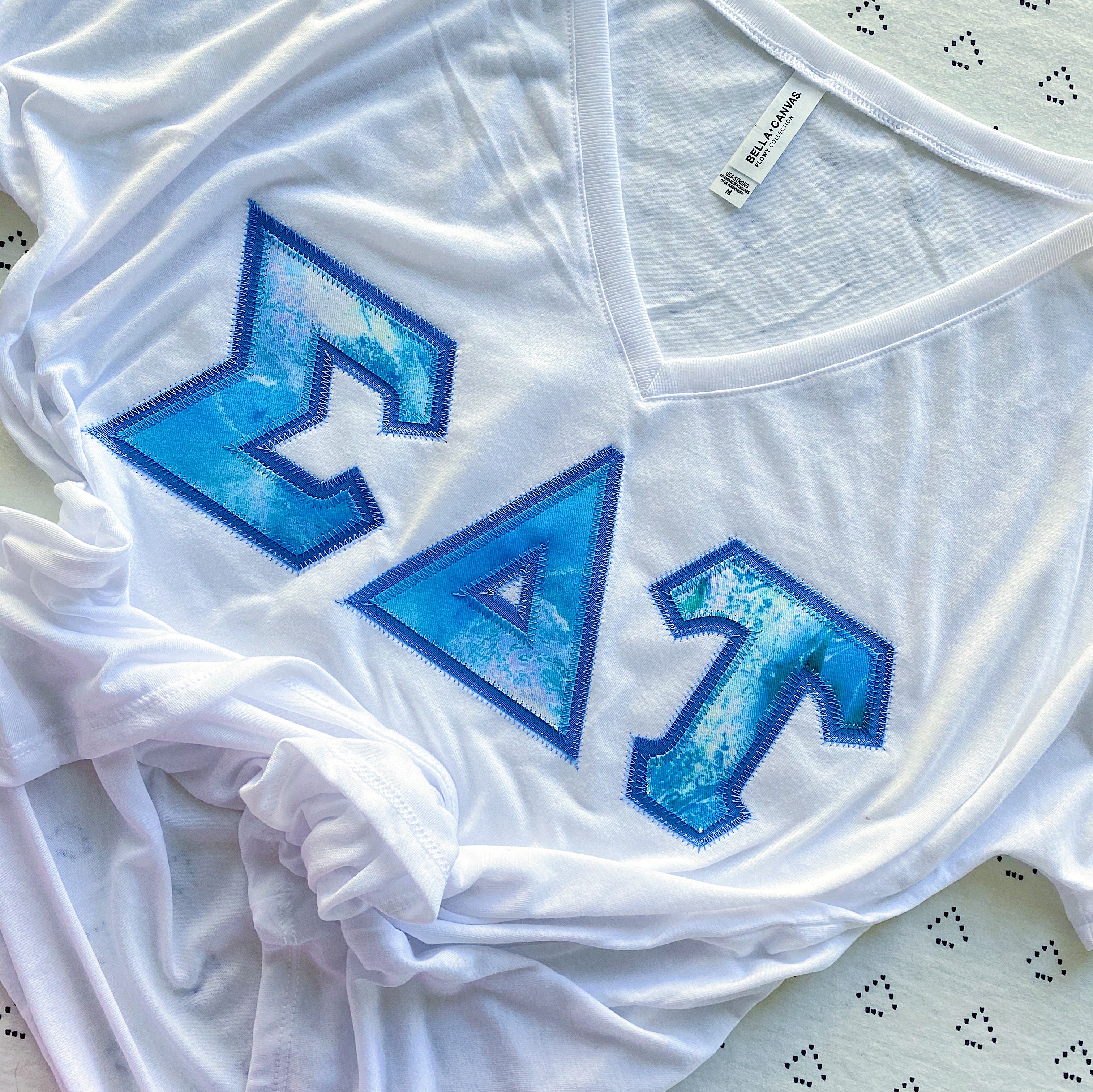 Blue Watercolor Marble Greek Letter Shirt