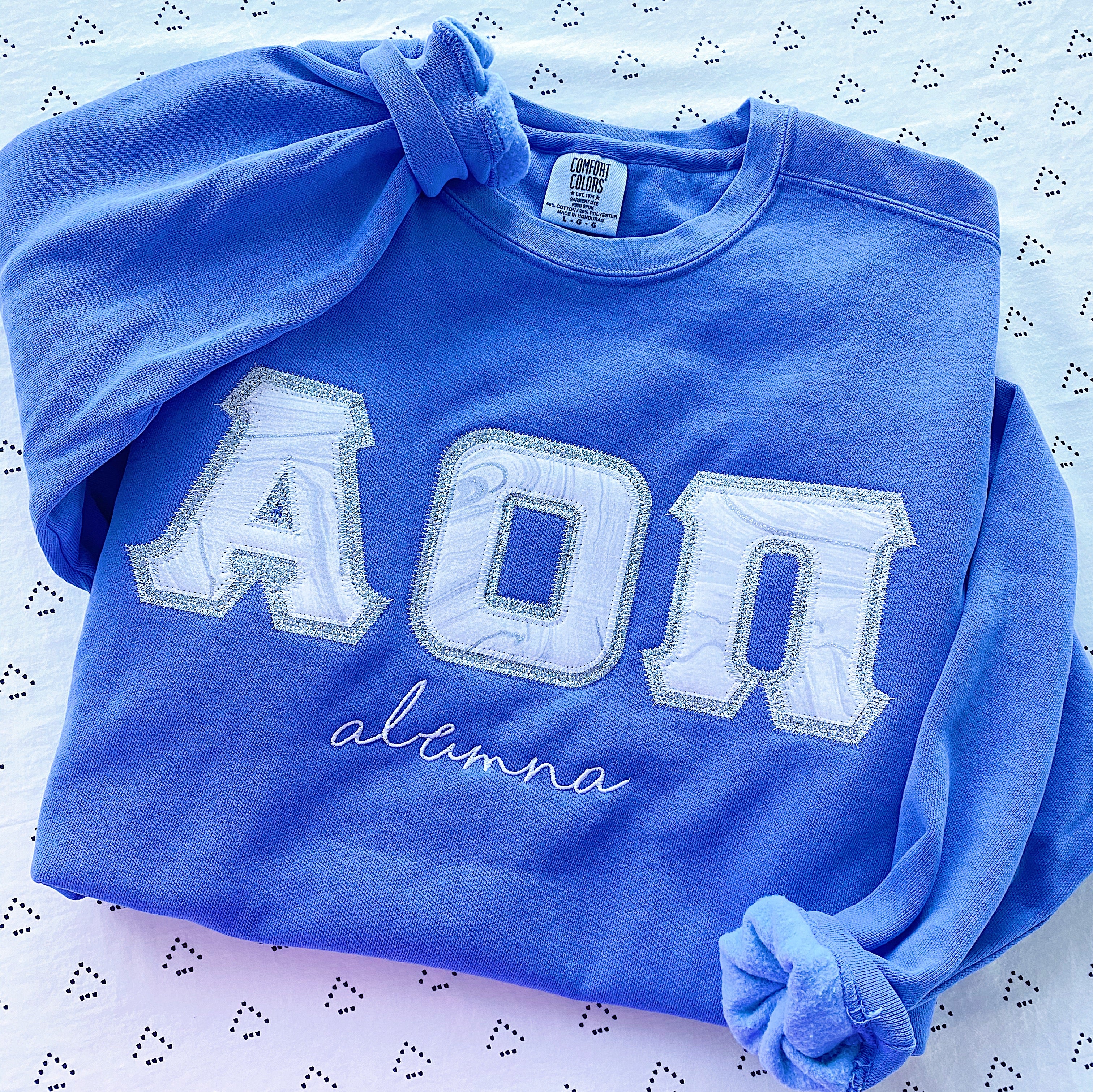 Silver Glitter Marble Greek Letter Crewneck Sweatshirt