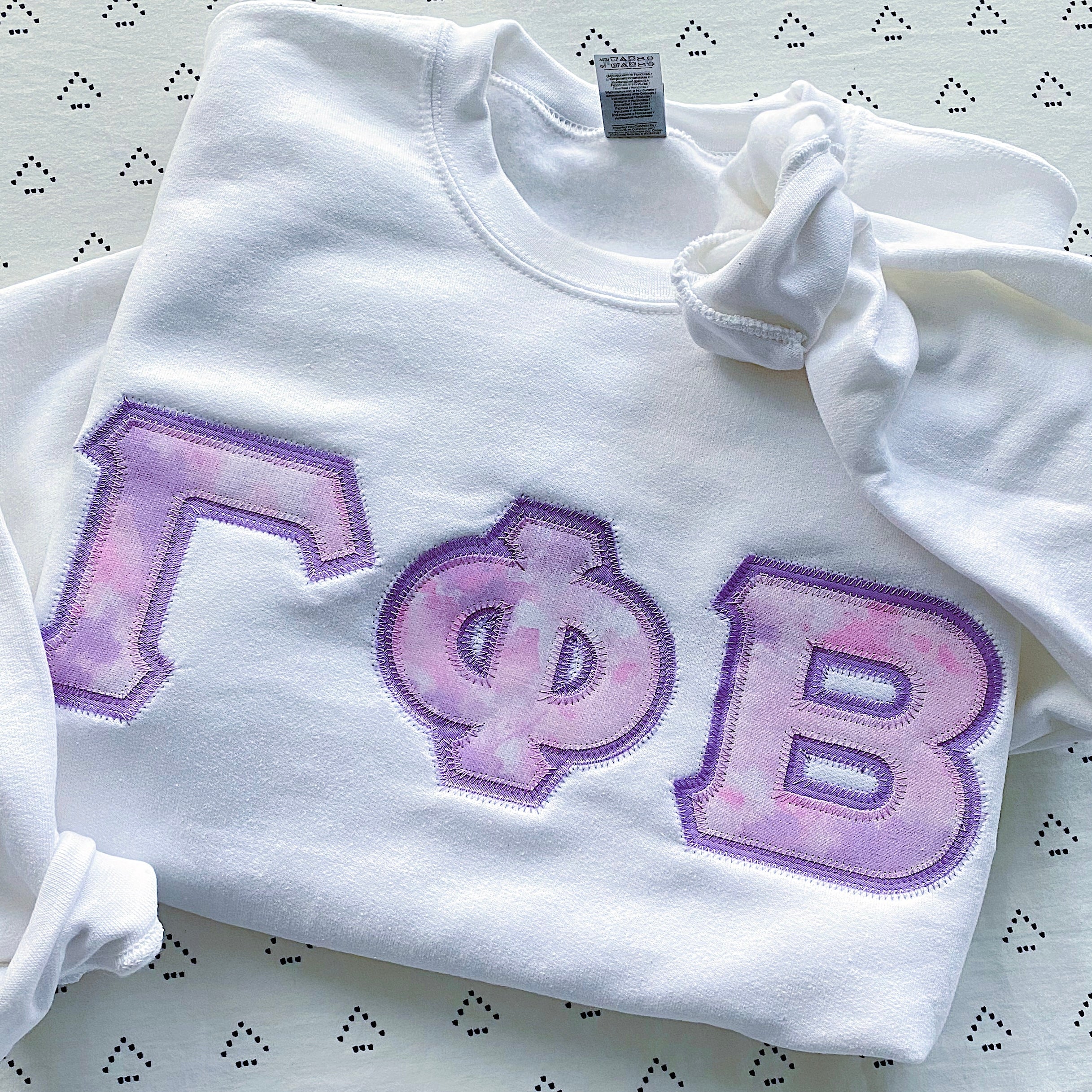 Pink & Purple Cloud Marble Greek Letter Crewneck Sweatshirt