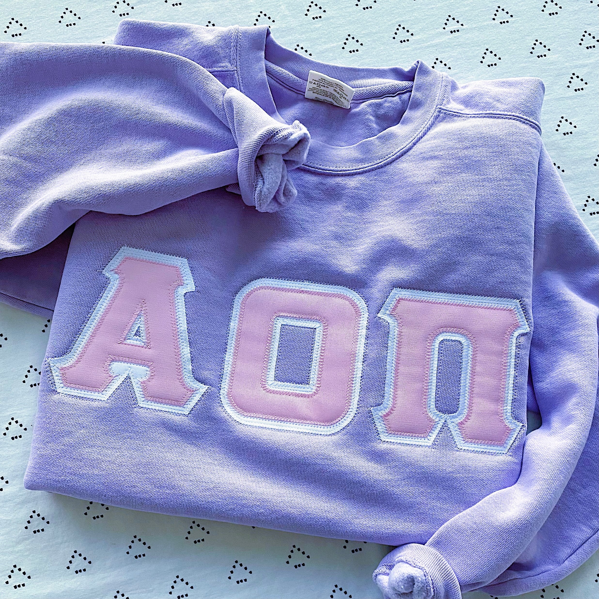 Custom Stitched Alpha Omicron Pi Sorority Greek Letter Crewneck Sweatshirt