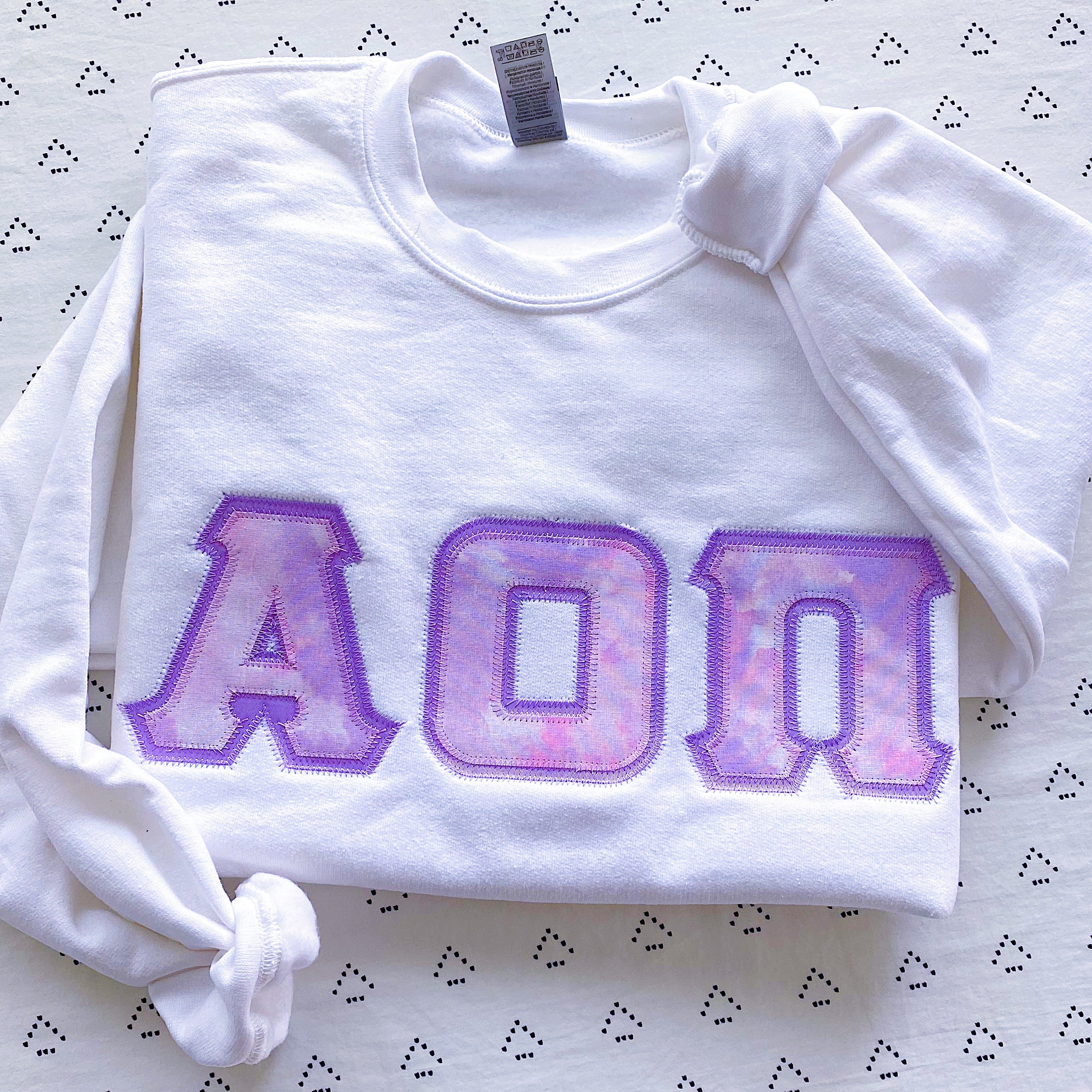 Pink & Purple Cloud Marble Greek Letter Crewneck Sweatshirt