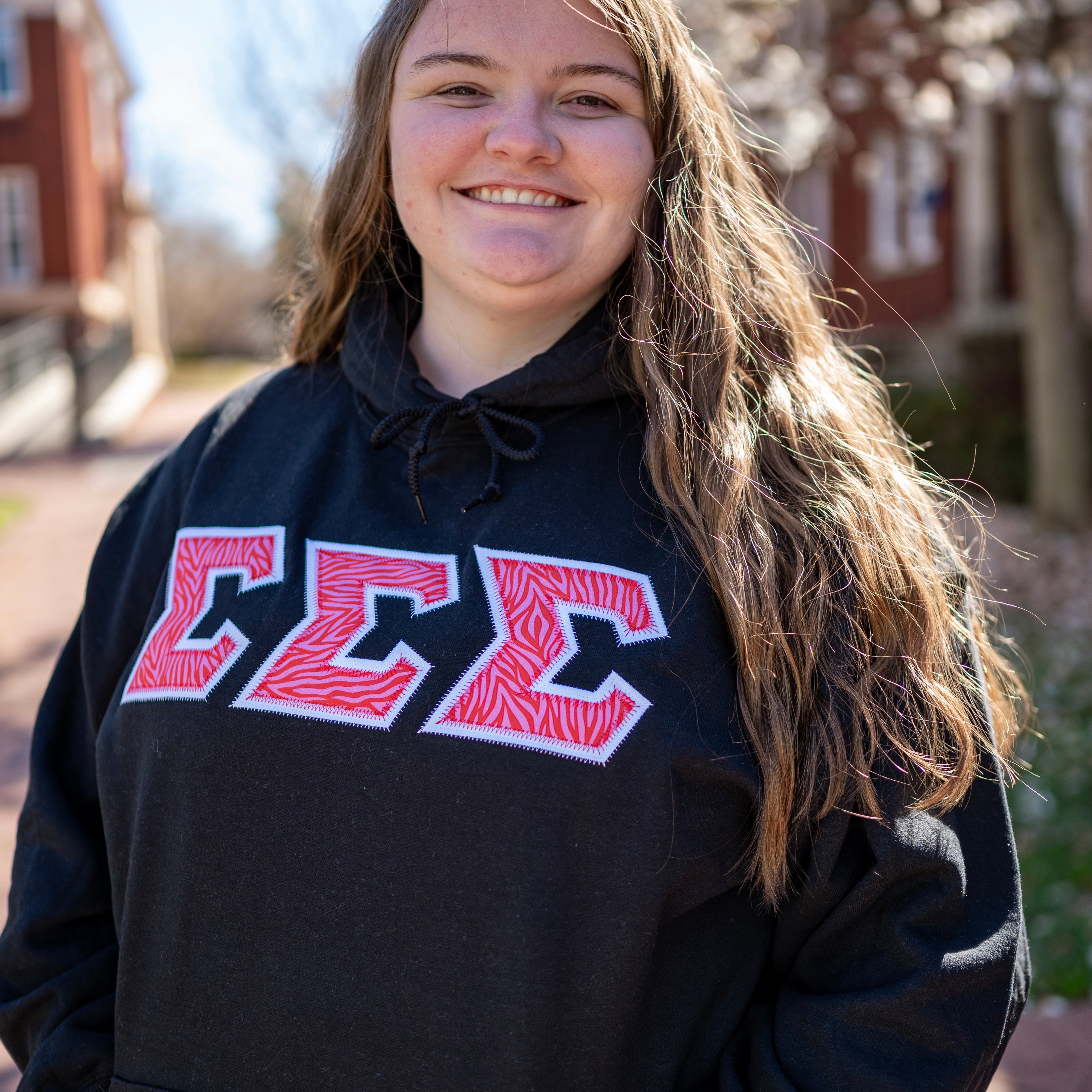 Pink & Red Zebra Greek Letter Hoodie Sweatshirt