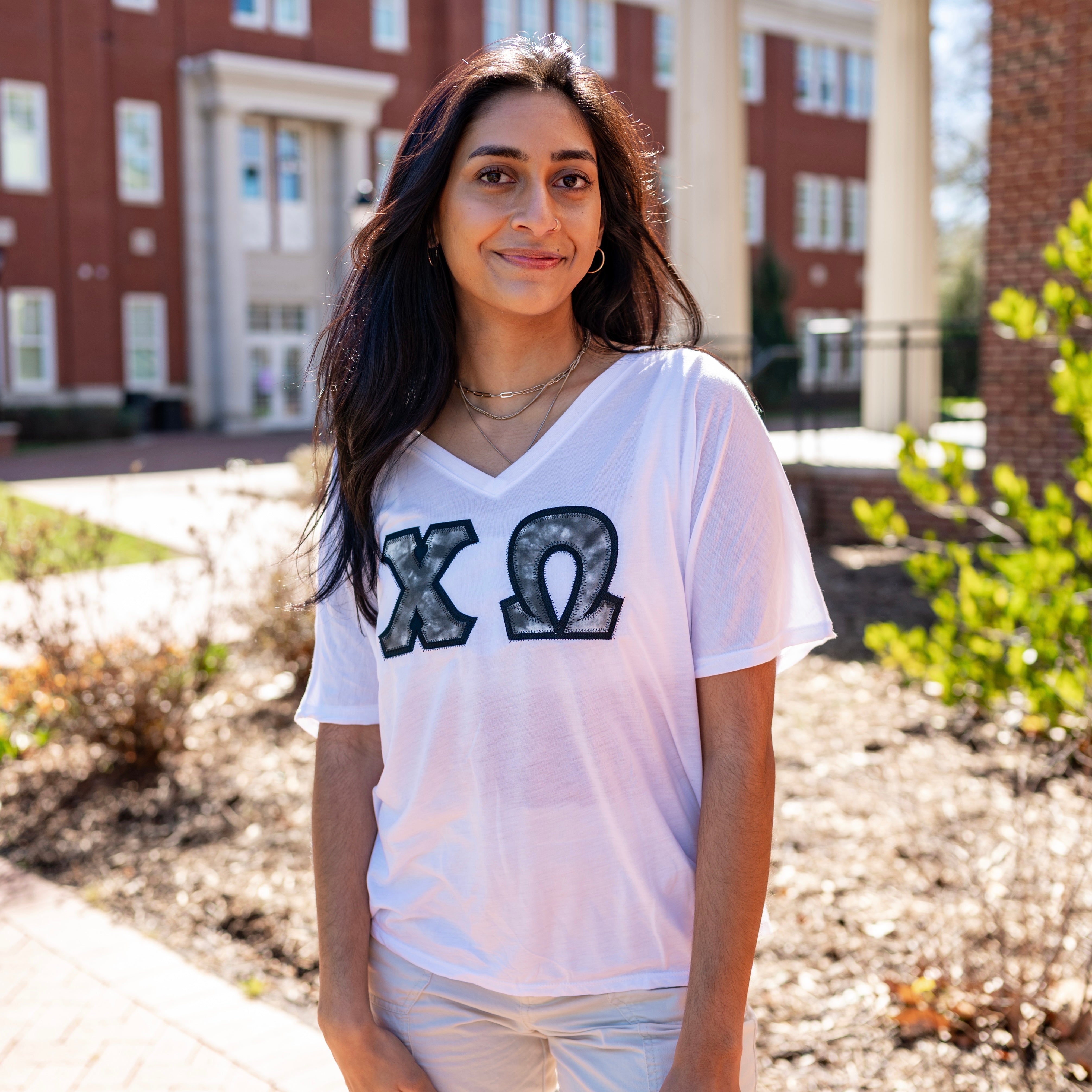 Black & White Tie Dye Marble Greek Letter Shirt