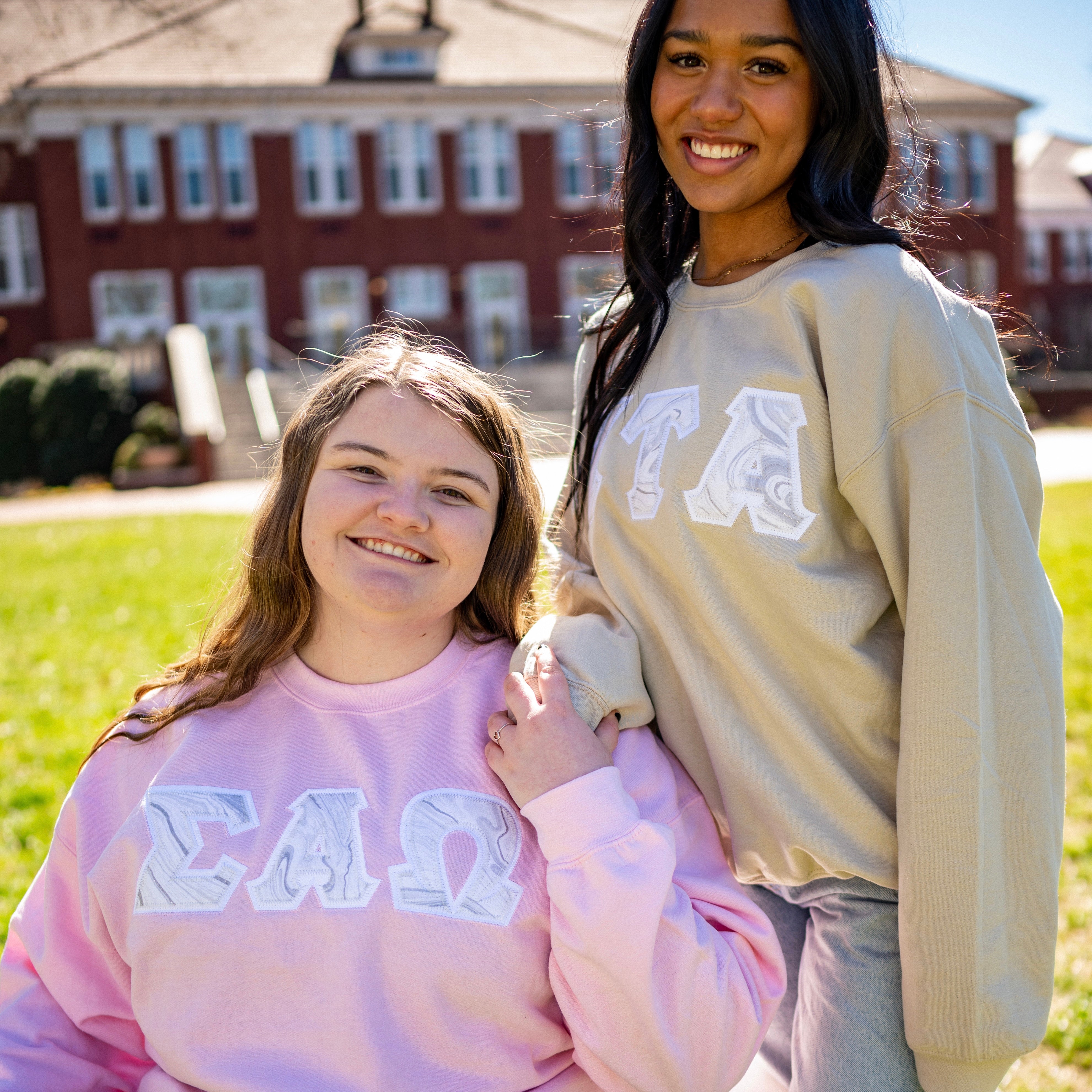 Silver Glitter Marble Greek Letter Crewneck Sweatshirt