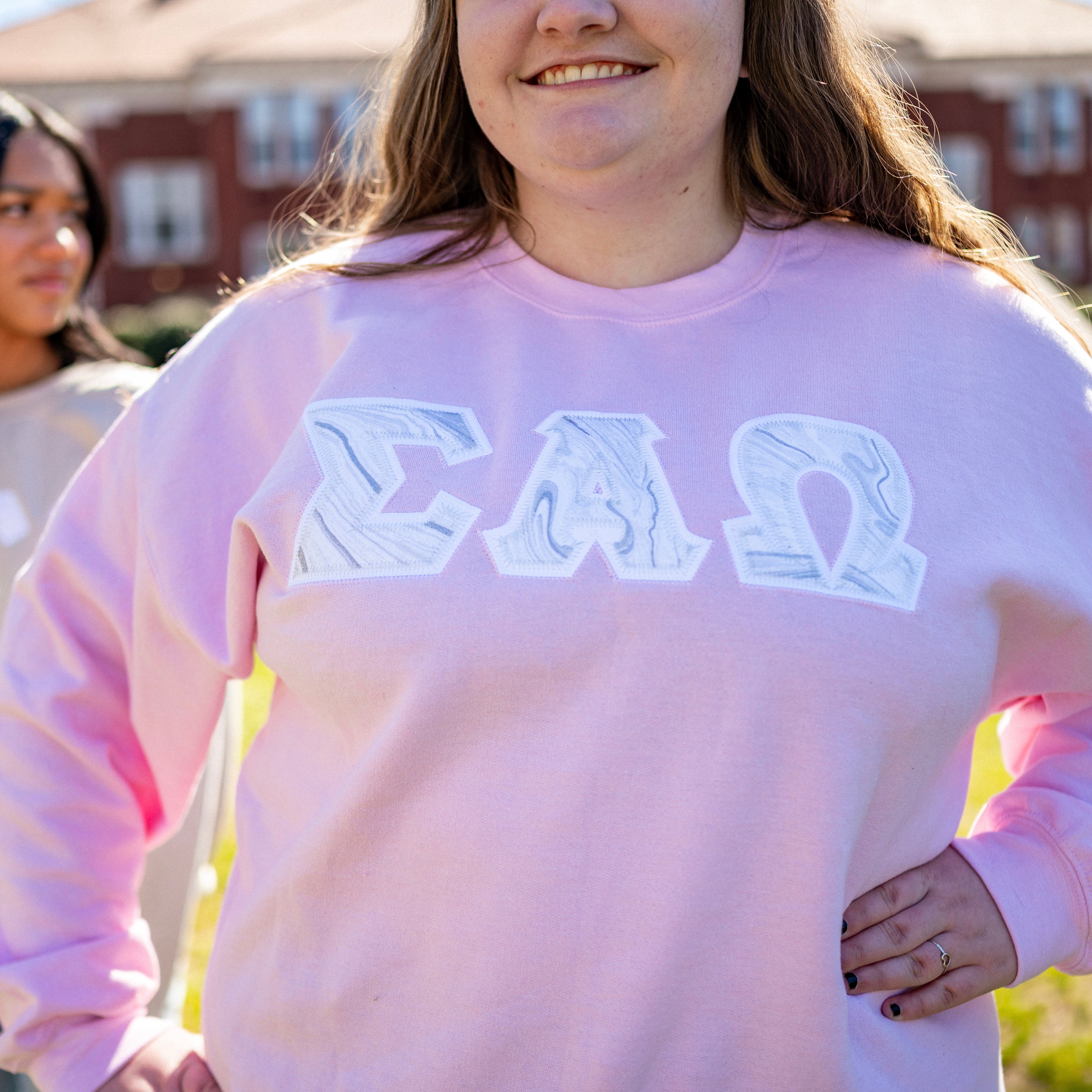 Silver Glitter Marble Greek Letter Crewneck Sweatshirt