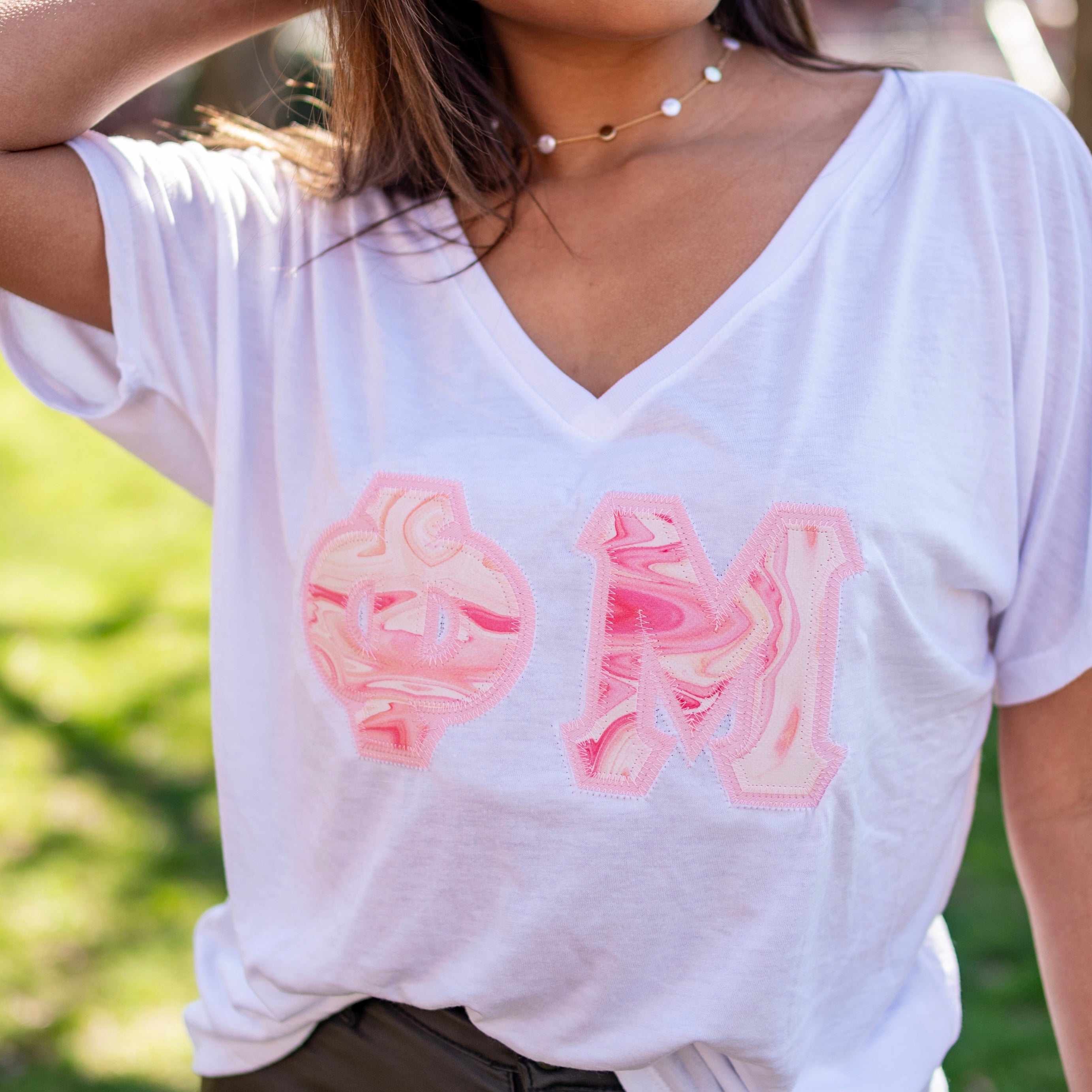 Pink Marble Smoothie Greek Letter Shirt