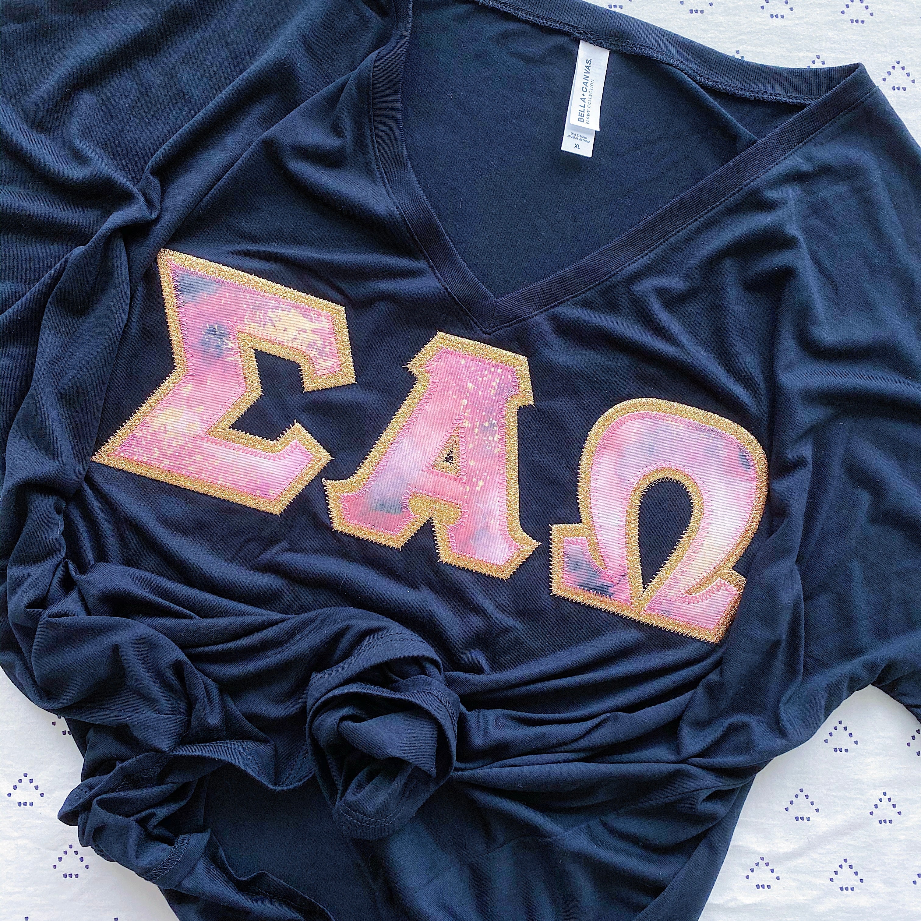 Pink & Black Smokey Marble Greek Letter Shirt