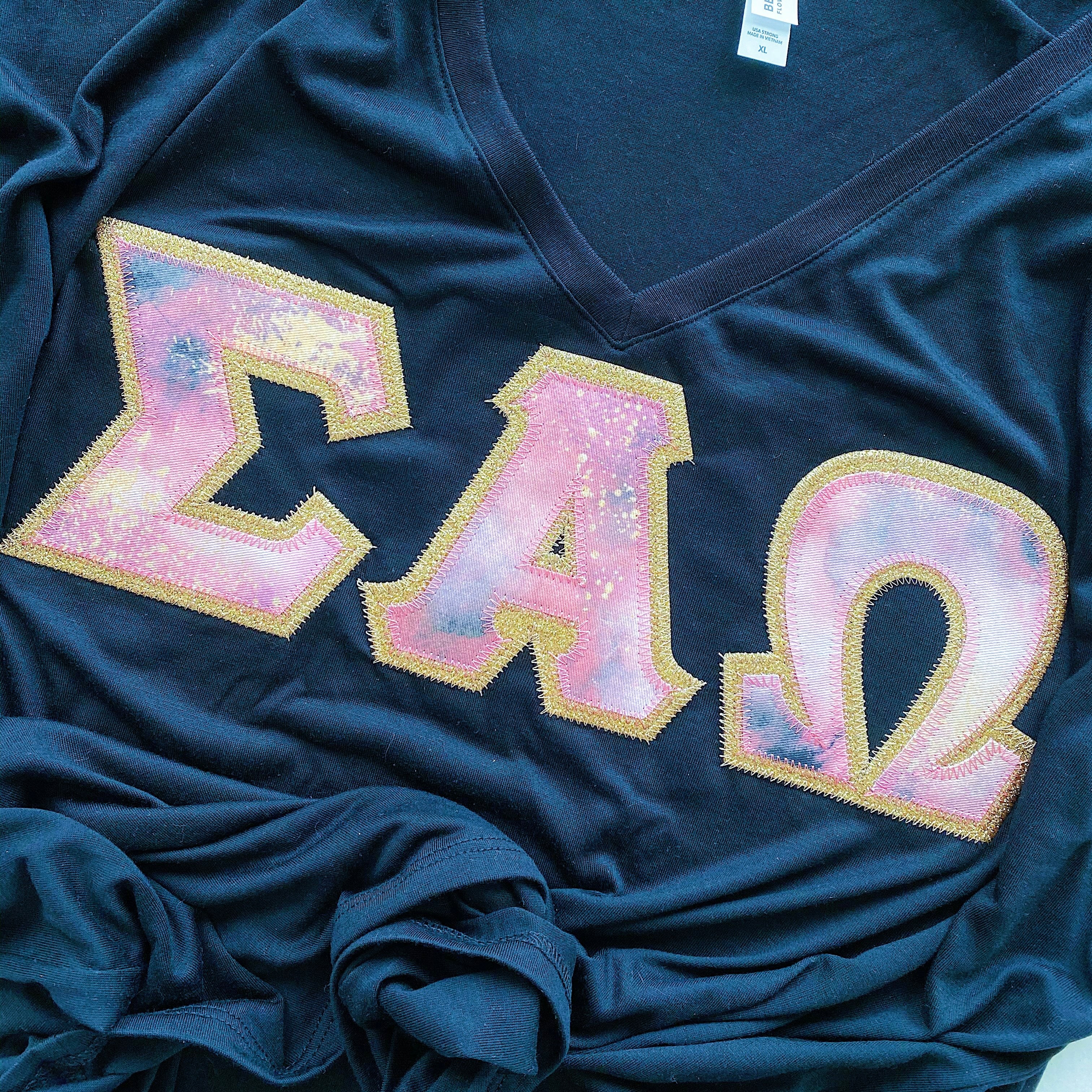 Pink & Black Smokey Marble Greek Letter Shirt