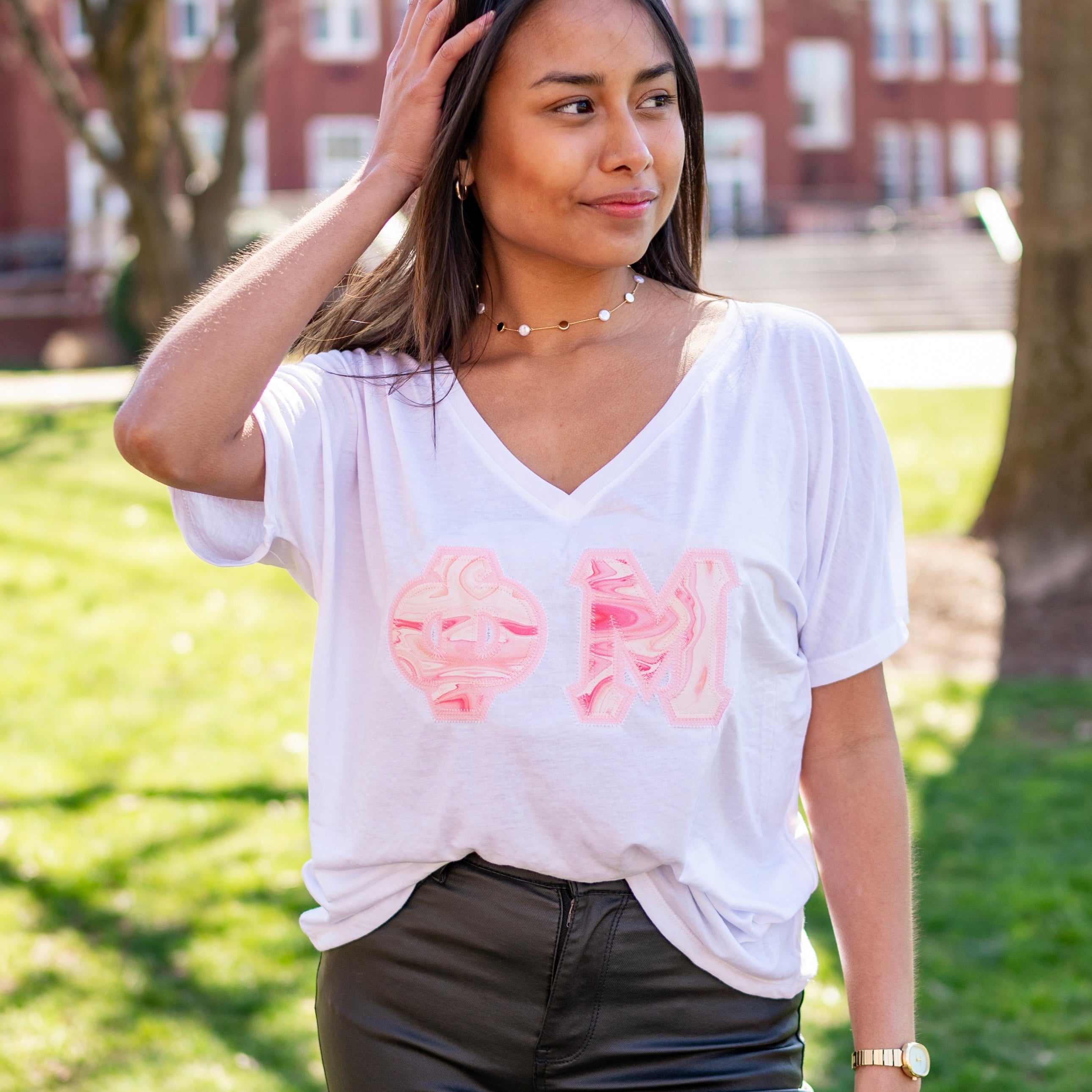 Pink Marble Smoothie Greek Letter Shirt