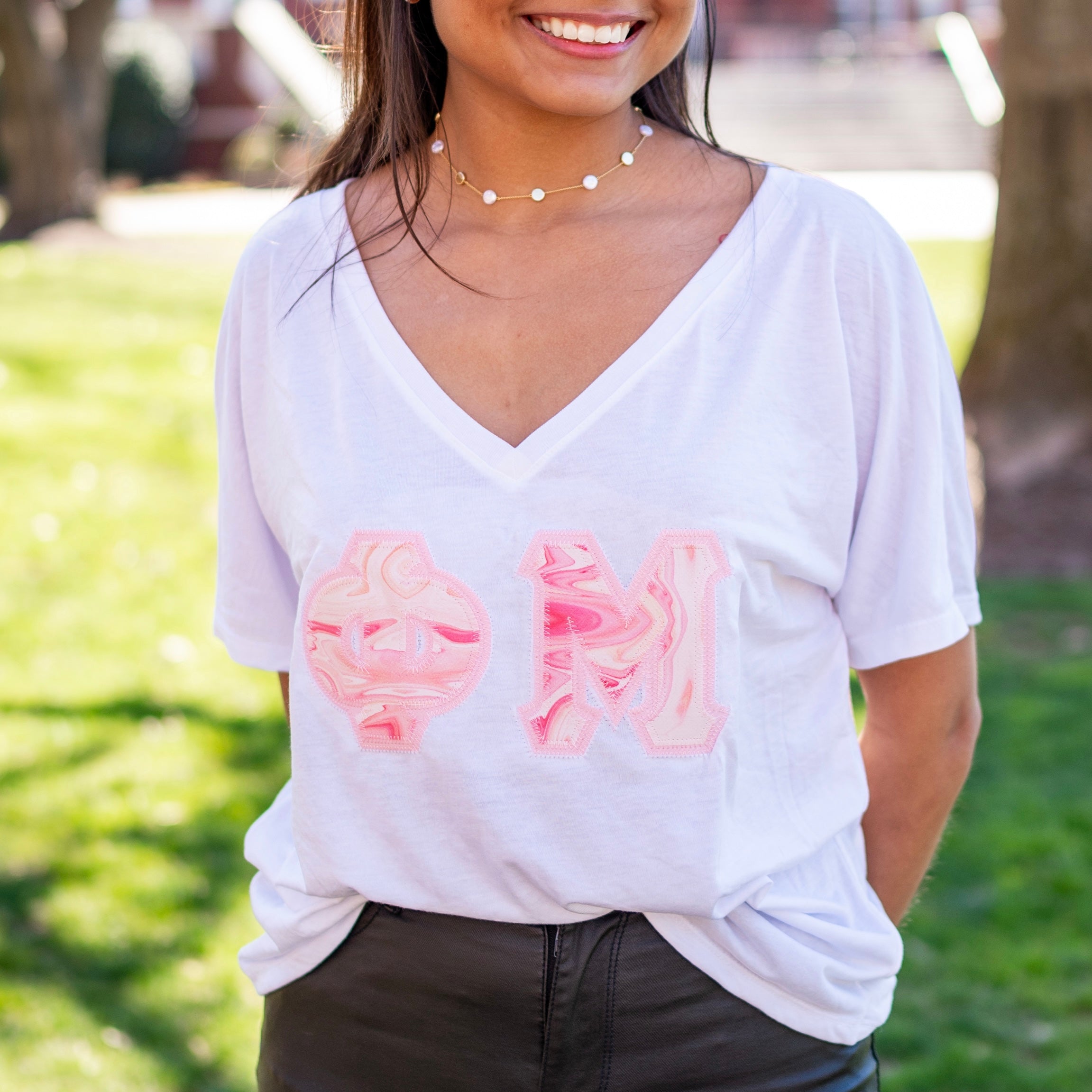 Pink Marble Smoothie Greek Letter Shirt