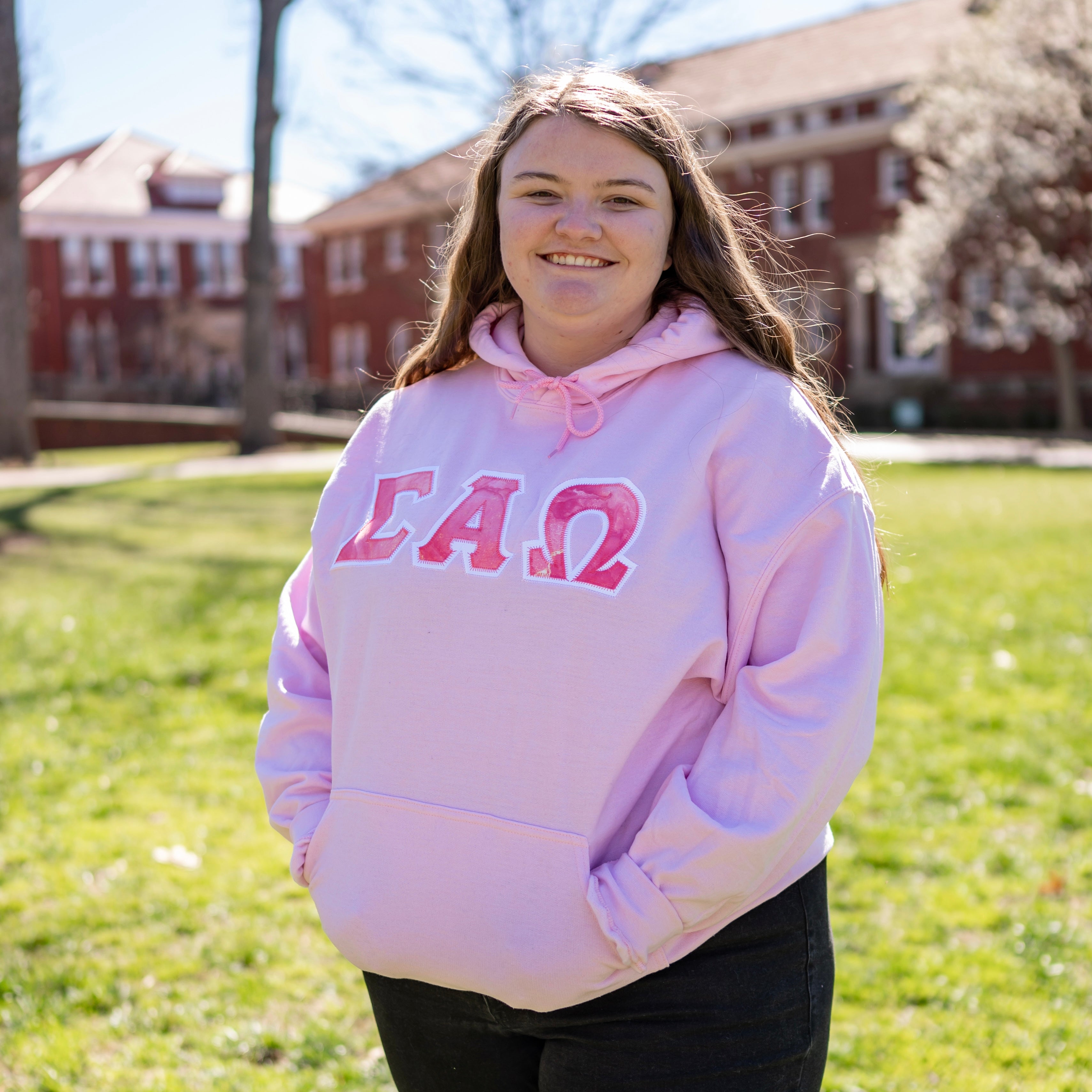 Pink Marble Sunset Greek Letter Hoodie Sweatshirt